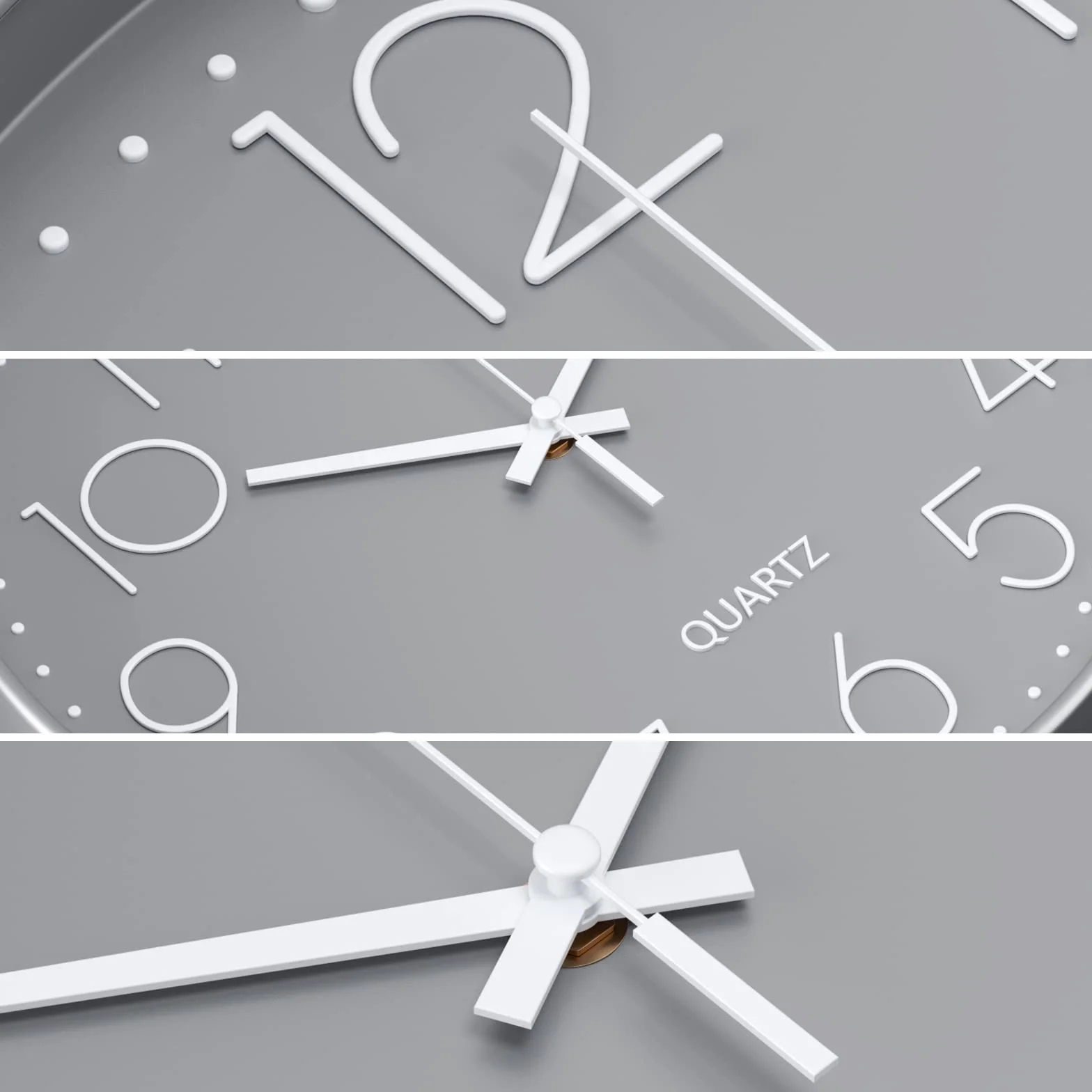 Uootach Reloj de Pared, 30CM Movimiento de Cuarzo silencioso, diseño Minimalista Moderno (Gris Caracteres Blancos)