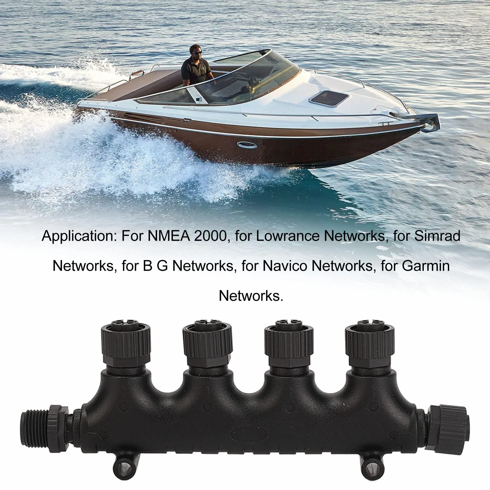 Tbest Conector en T de 4 Puertos NMEA 2000 M12 5 Pines IP67 Impermeable para Redes Lowrance