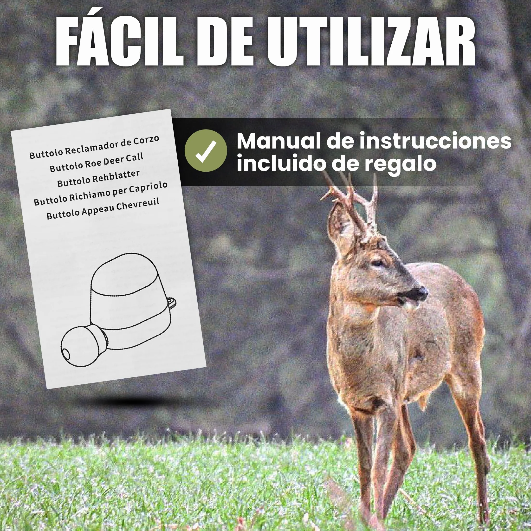 Buttolo Original para Corzo en Celo con Cuerda y Manual Instrucciones