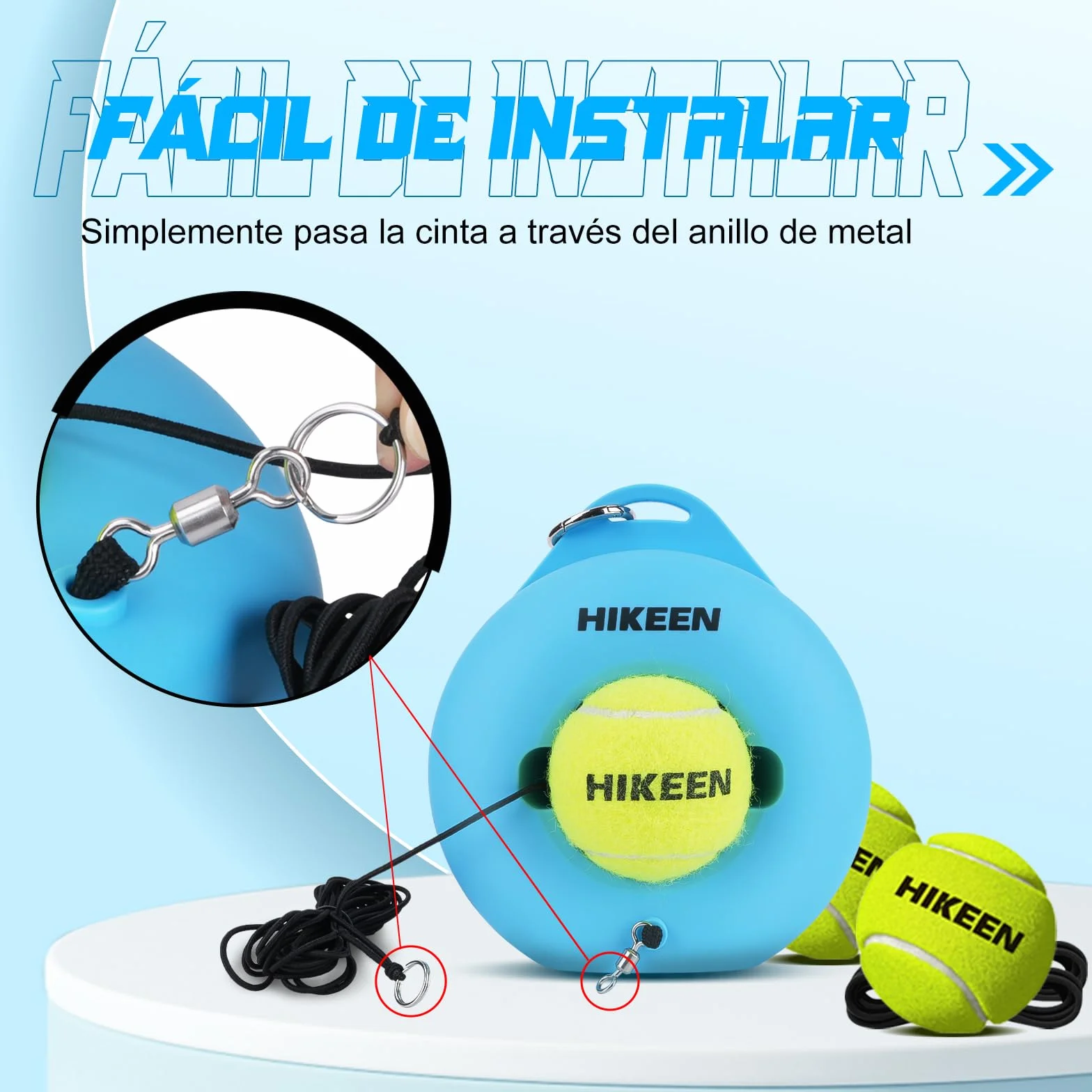 BOOSTEADY Juego de Entrenamiento de Tenis Individual Portátil con 3 Pelotas de Cuerda Altamente Elásticas, Entrenamiento Tenis Equipo para Niños Adultos