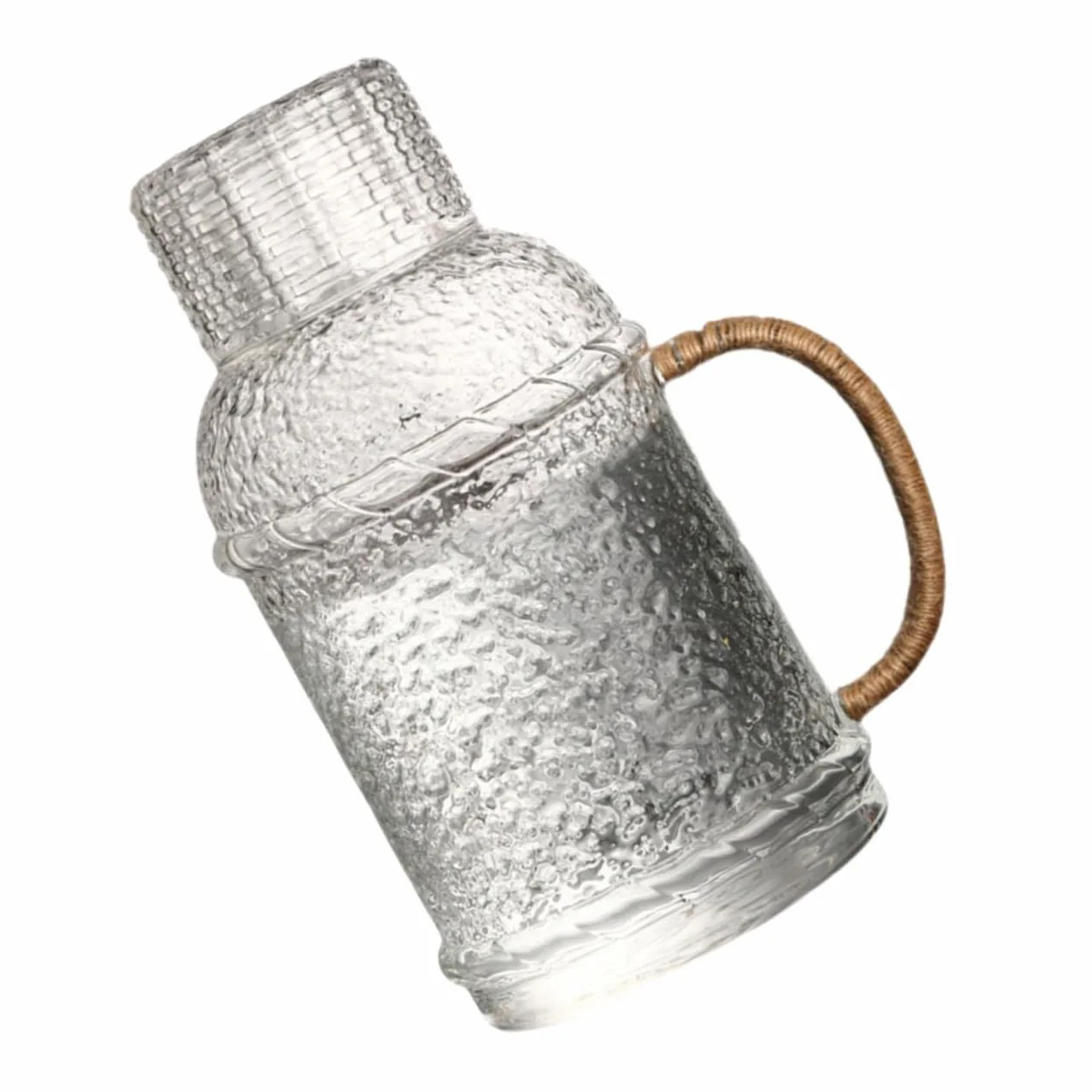 Jarra de Agua de Vidrio Diseño Antideslizante y Vertido Cómodo Capacidad de 2l Adecuado para Fiestas y Reuniones en Casa