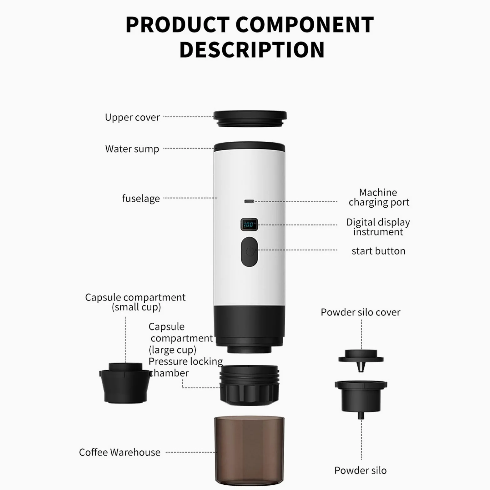 Cafetera Portátil Compacta Autocalentable, Cafetera a Presión de 20 Bares para Camping, Viajes y Oficina