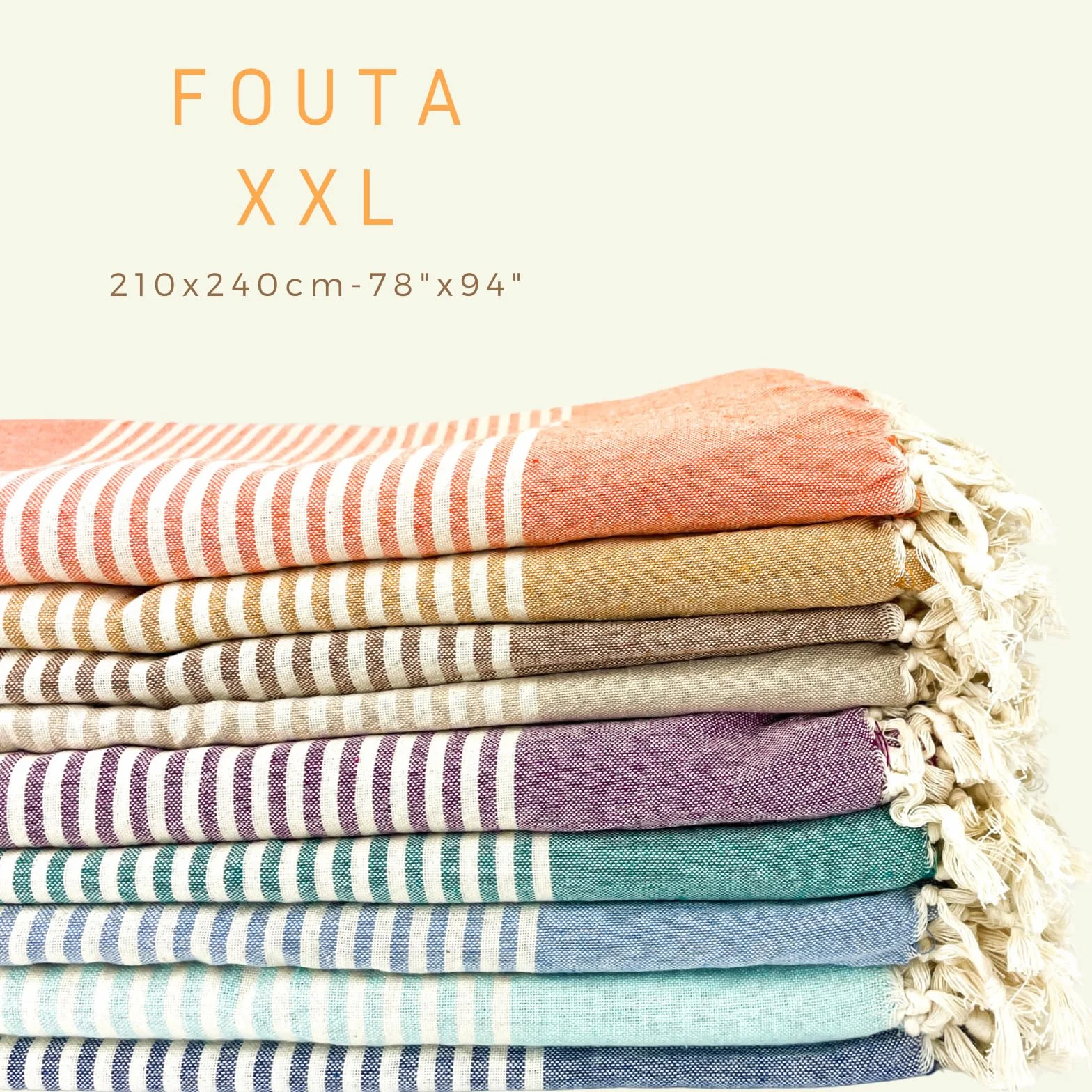 MOMOMUS Fouta Playa XXL, con Flecos y 100% Algodón – Ideal como Toalla de Playa Grande Antiarena, Manta de Picnic, Pareo Gigante o Esterilla Ligera para Piscina – Verde Mar, 210x240 cm