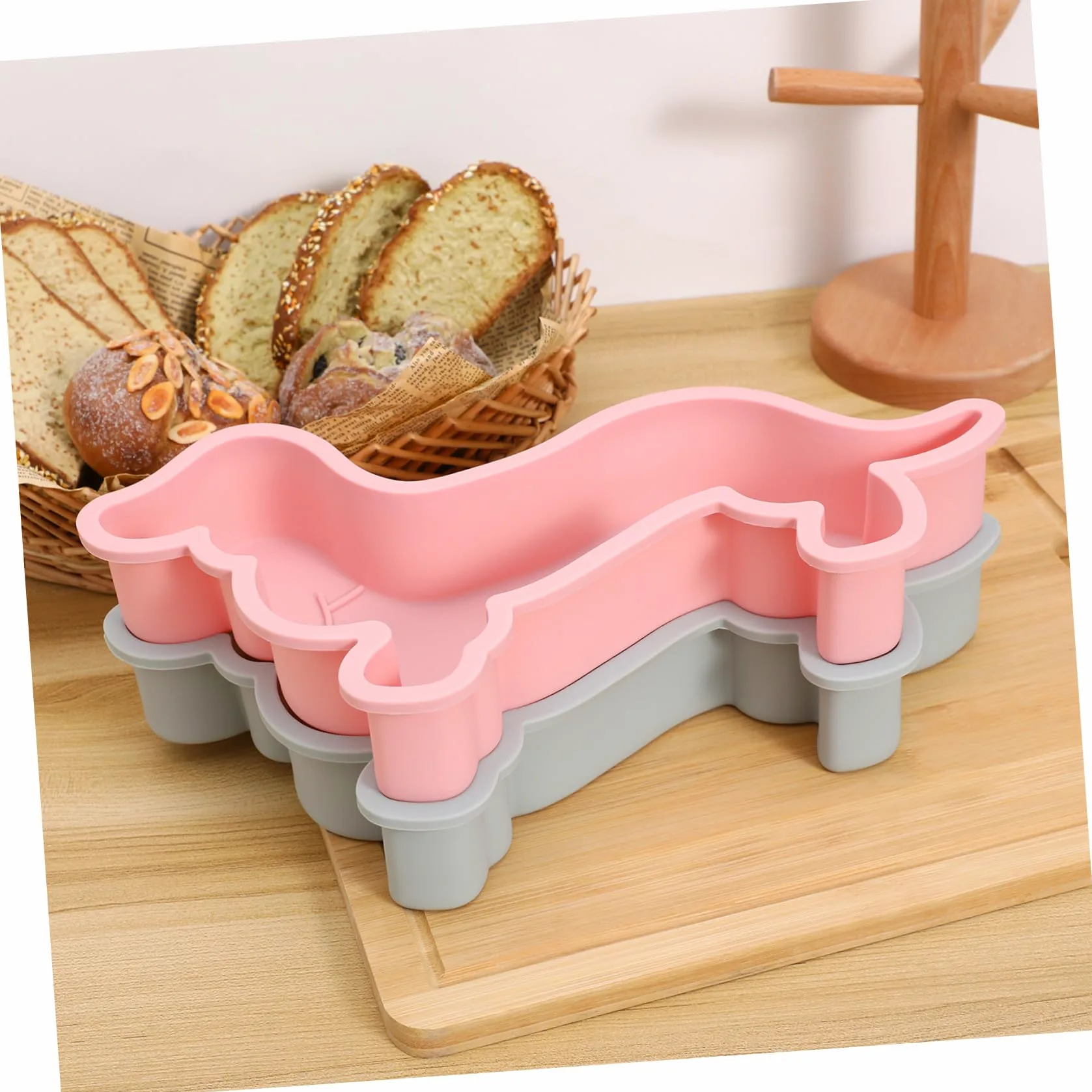 Molde de Silicona Antiadherente para Dulces en Forma de Perro, Resistente al Calor, 2 Piezas para Hornear Pasteles y Golosinas en Cocina DIY