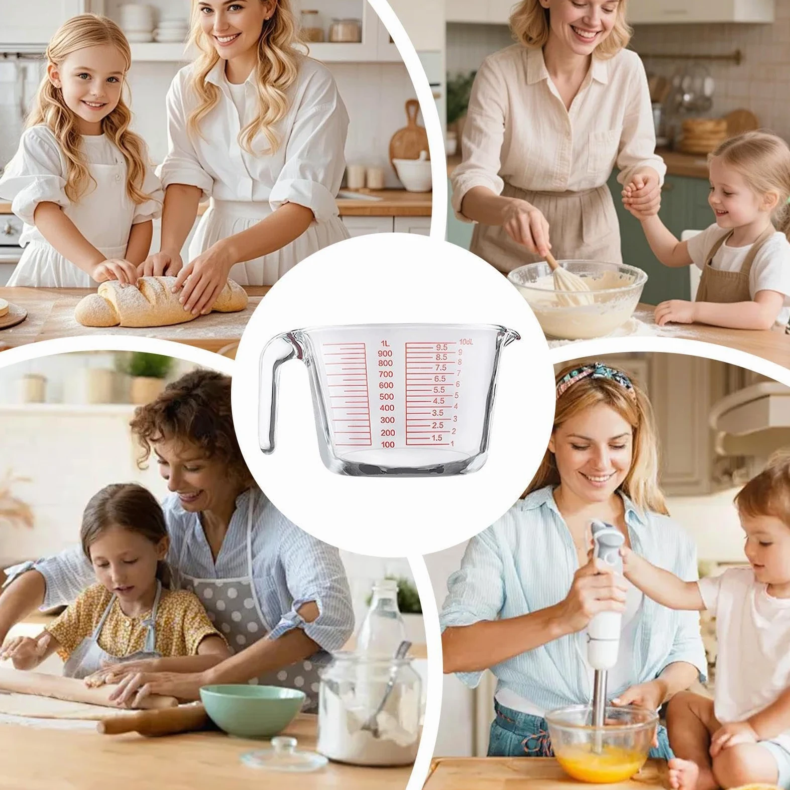 Tazas Medidoras De Líquidos Recipiente De Medición Transparente Y Portátil | Contenedor Medidor Vidrio Para Preparación Comidas Cocinar Hornear Cocina Hogar Y Casa Y Interior Alimentos