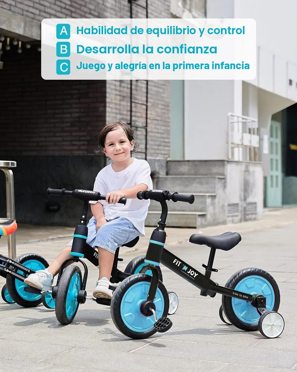 UBRAVOO Fit 'n Joy Bicicleta de Equilibrio 4 en 1 para niños Pequeños con Pedales y Ruedas de Entrenamiento 2-5