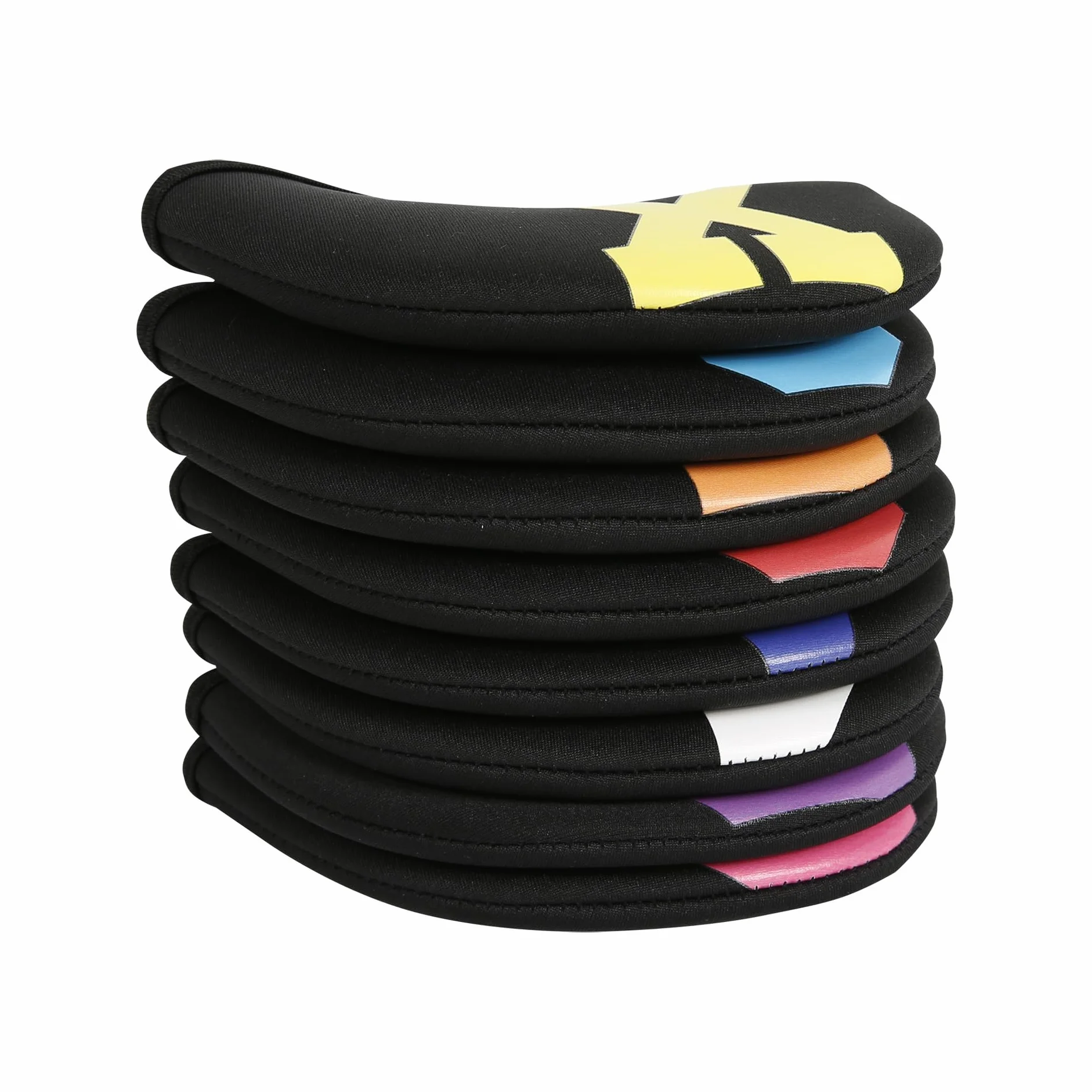 Fundas Premium para Cabezas de Hierro de Golf, Neopreno Impermeable, con Numeración de Colores, 10 Uds. (Negro)