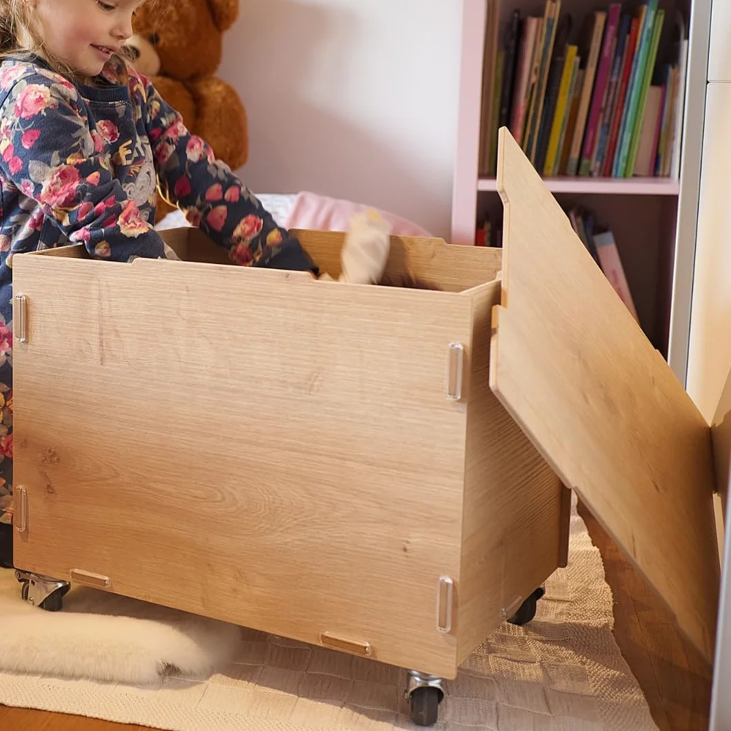 Baul juguetes infantil madera MDF - 33x45.5x34.5 (Al.Pr.An) + 6 cm Ruedas - Arcon almacenaje peluches - Baúl almacenamiento - Cajas, jugueteros organizadores - Cestas Organizadoras