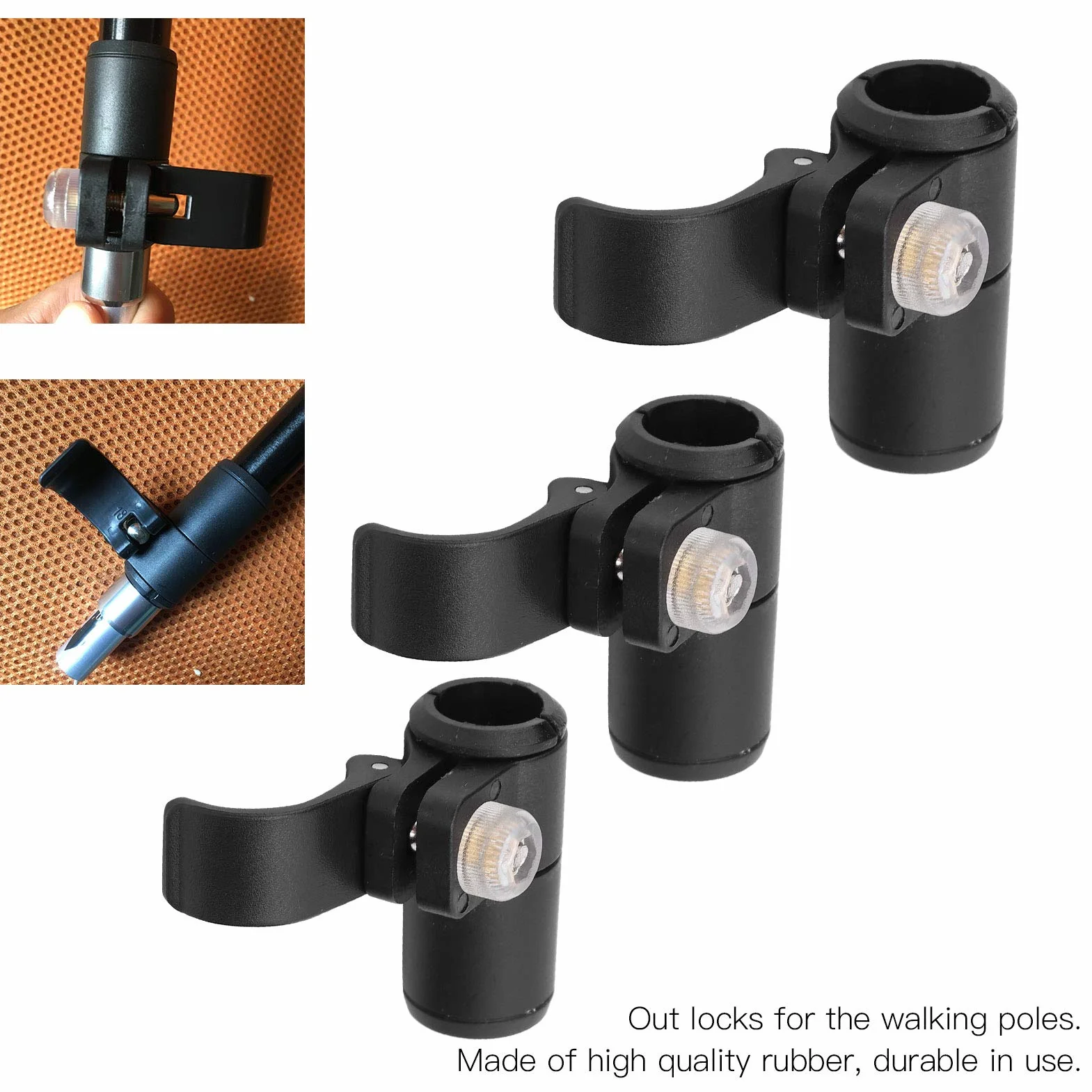 Yosoo Health Gear Candado de Bastón de Escalada 3 Piezas 14 16 18 mm Goma Clip Ajustable para Bastón de Trekking