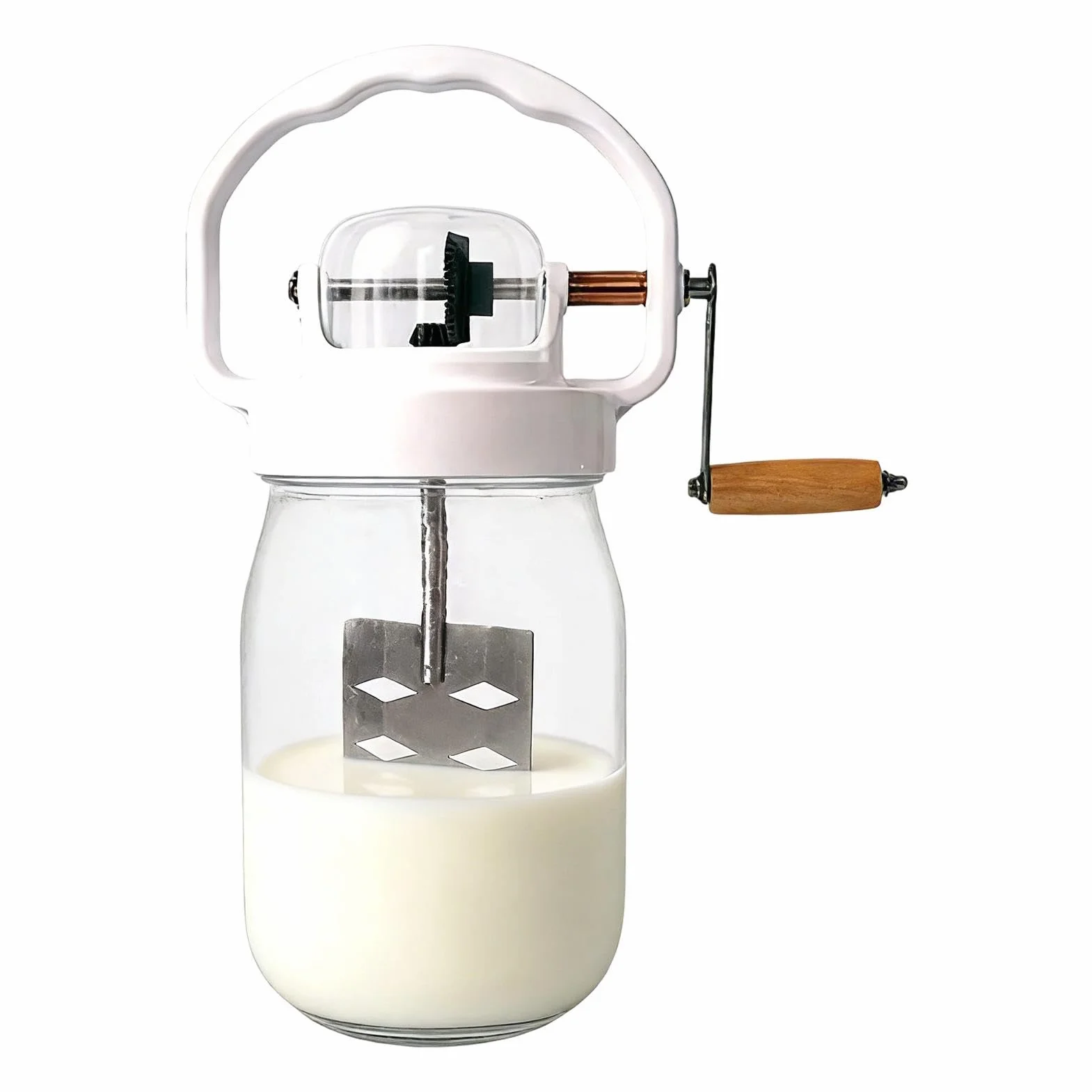 Mantequera 1500 ml batidora manual de cocina para mantequilla | con Batidor de Mano de Frasco de Vidrio Para repostería, niños, alimentos, harina, mermelada, galletas, , tortitas, salsa,