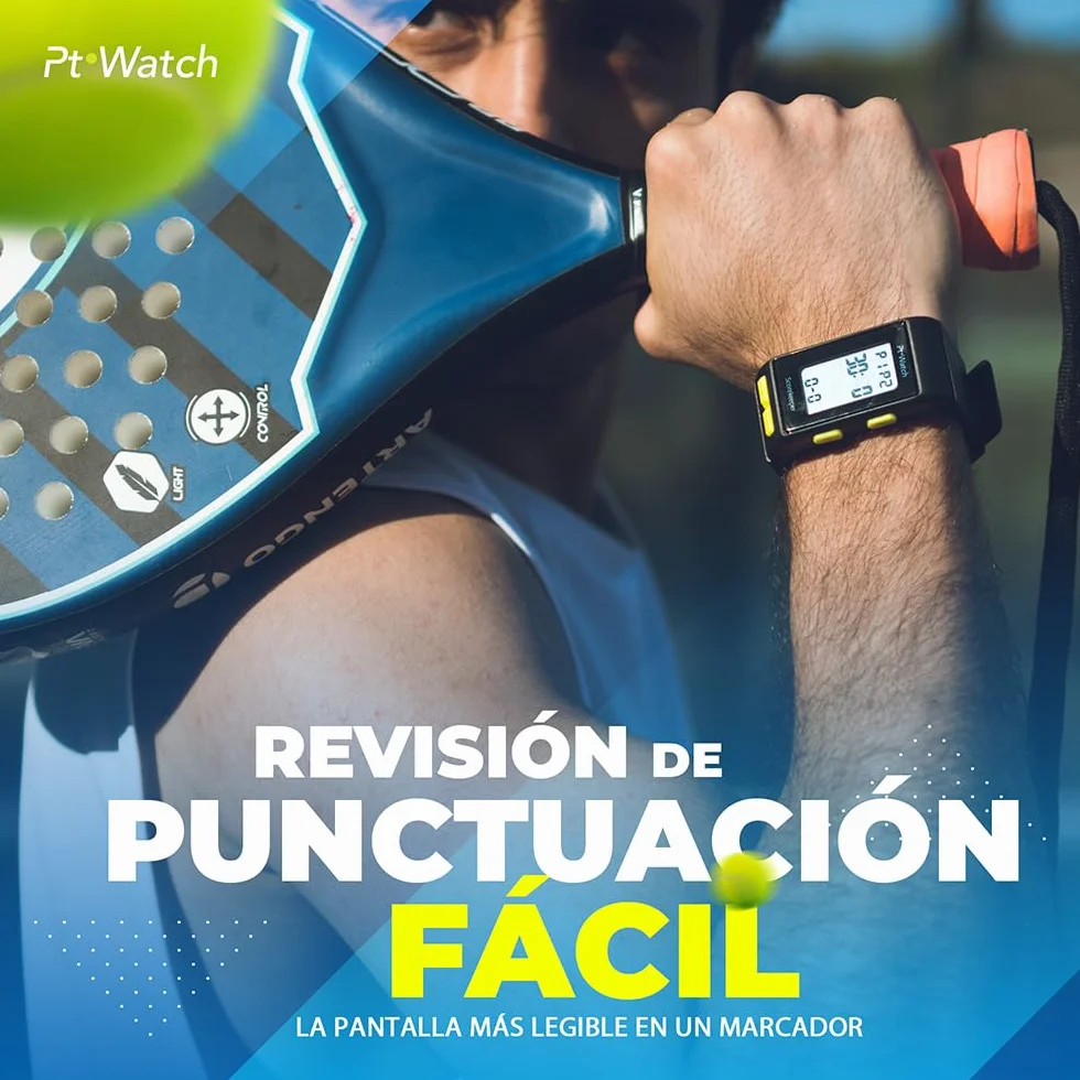 Reloj Contador de Puntos para Pádel y Tenis – Reloj Deportivo con Cronómetro y Alarma – Accesorios Padel Scorekeeper para Muñeca, Resistente al Agua