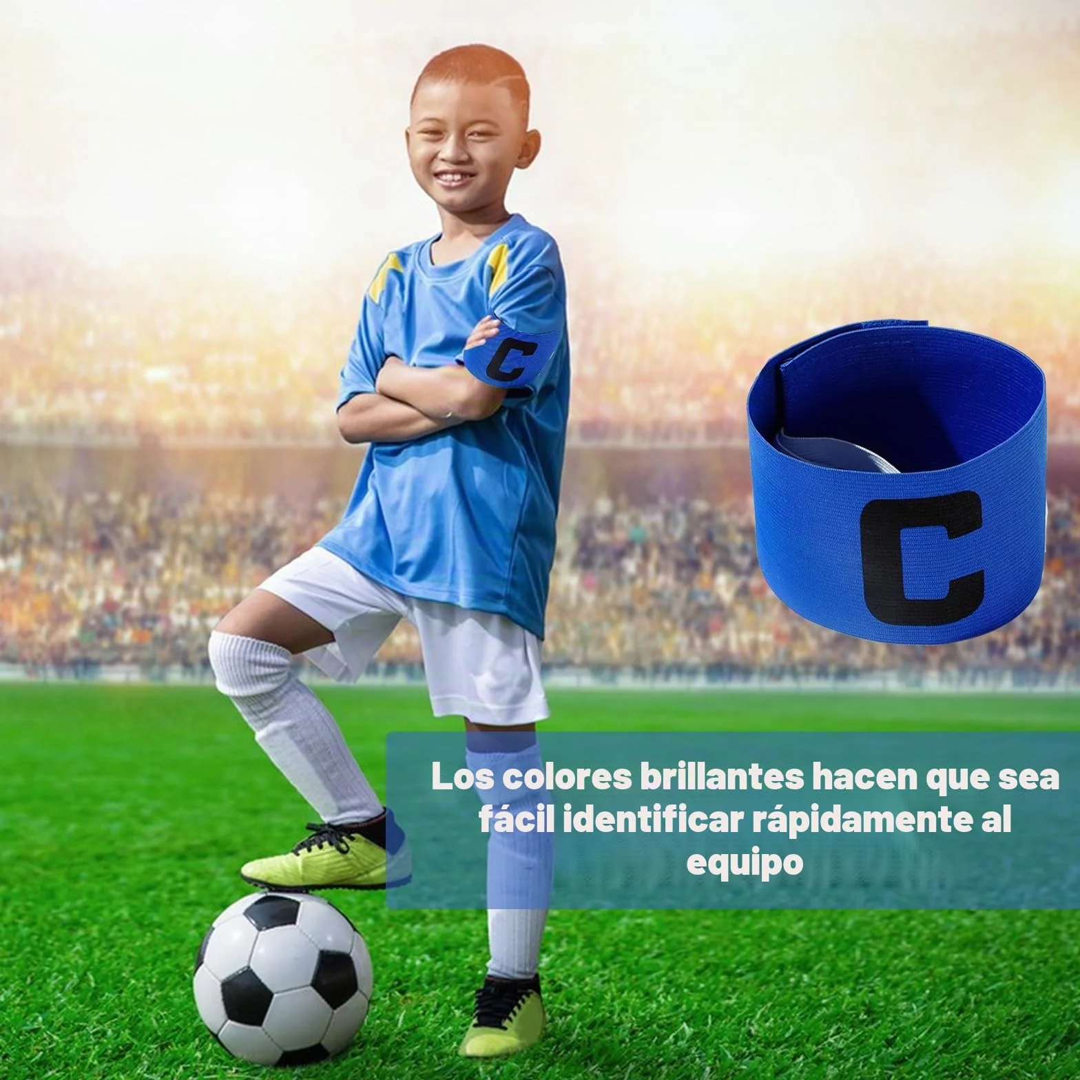 Brazalete de Capitán de Fútbol Multicolor 8 Piezas Ajustable Elástico para Niños Adultos