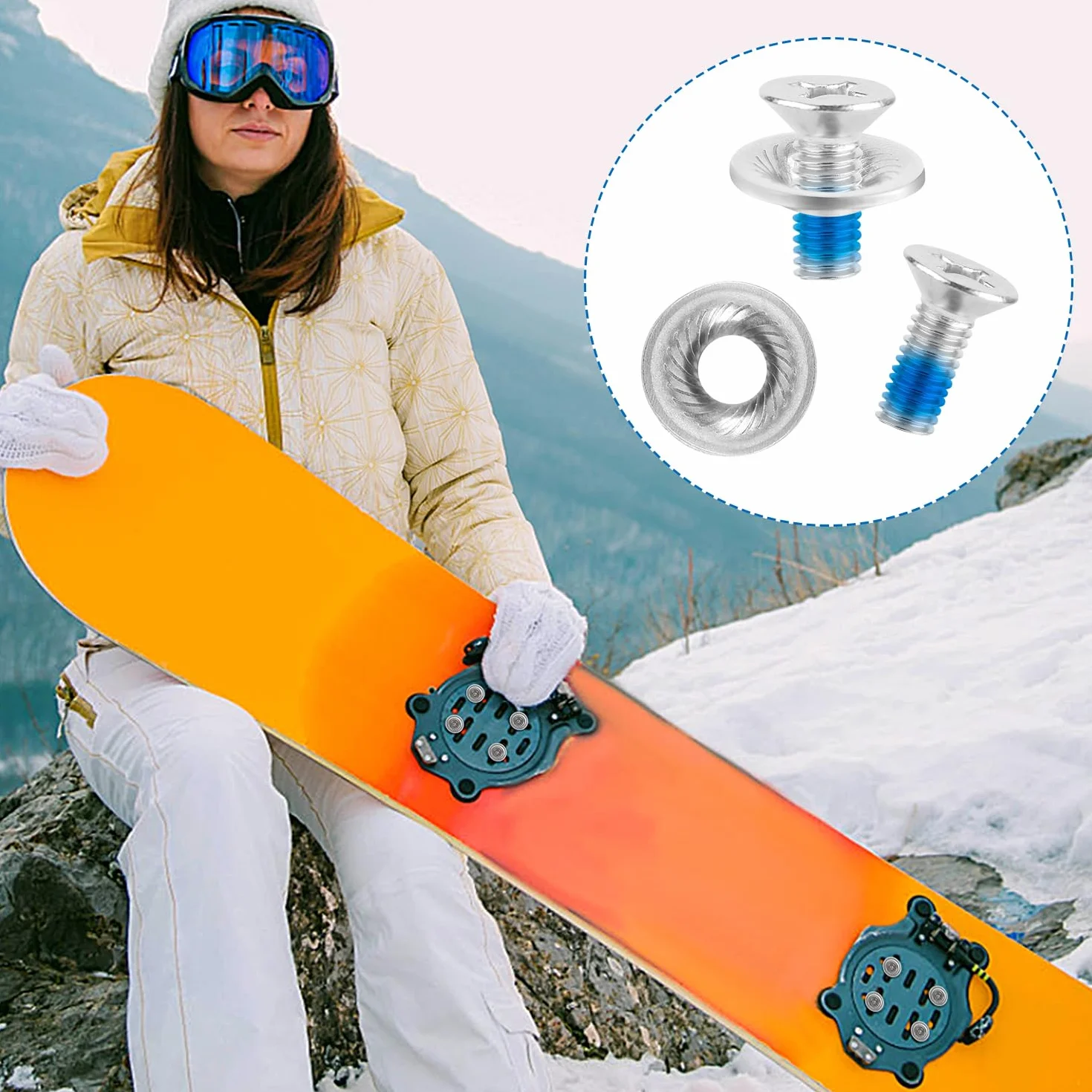 Juego de Tornillos de Fijación Snowboard con Destornillador Accesorios para Esquiar