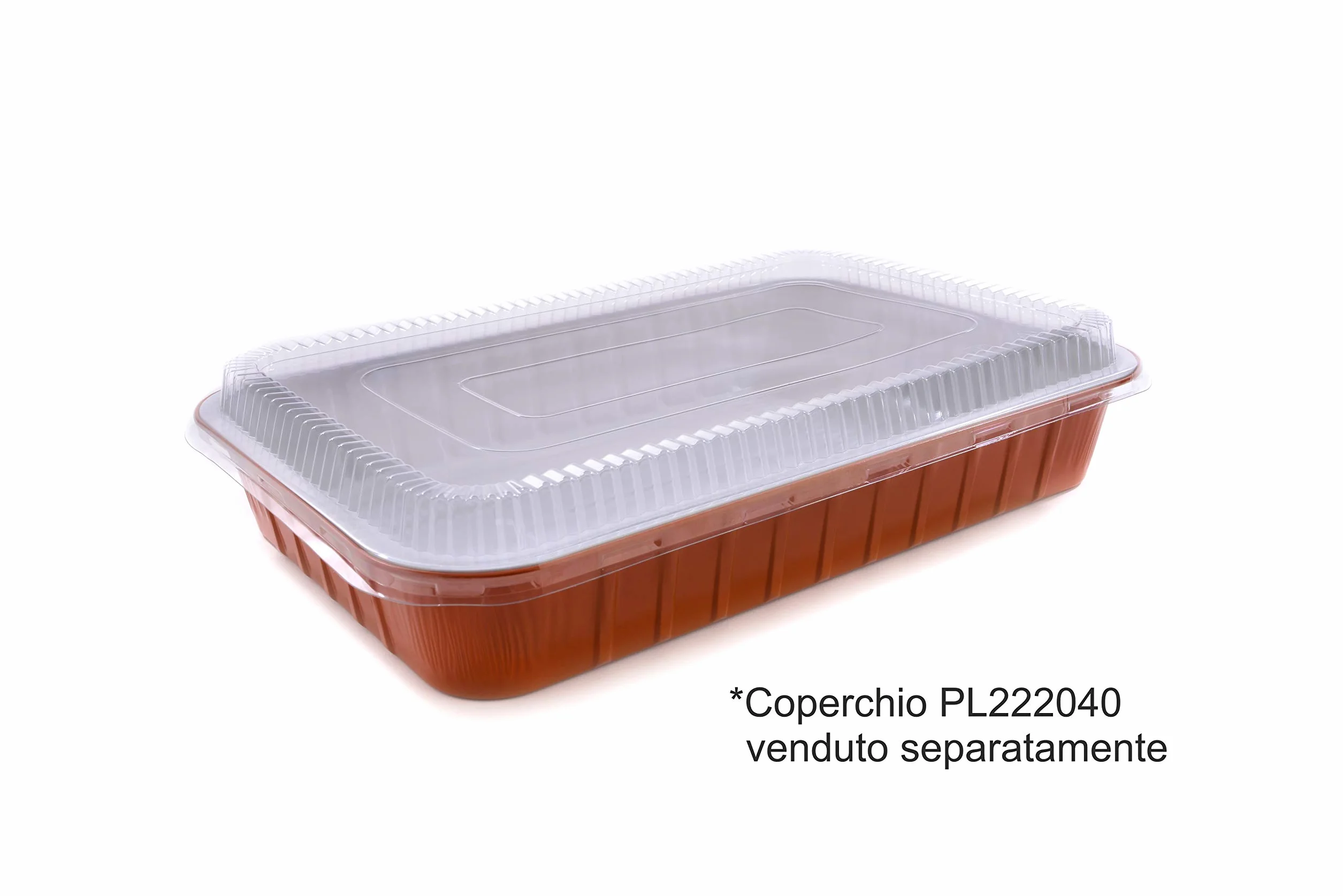 CONTITAL AS222040 | Bandejas de aluminio lacado de 6 porciones extrarrígidas de color blanco y cobre | Recipientes desechables con tapa | Ideales para bandejas de horno, microondas y para llevar | 50