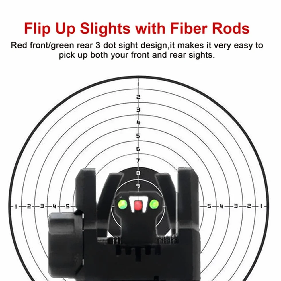 HWZ Miradores Tácticos de Fibra Plegable para Riel Picatinny 20 mm