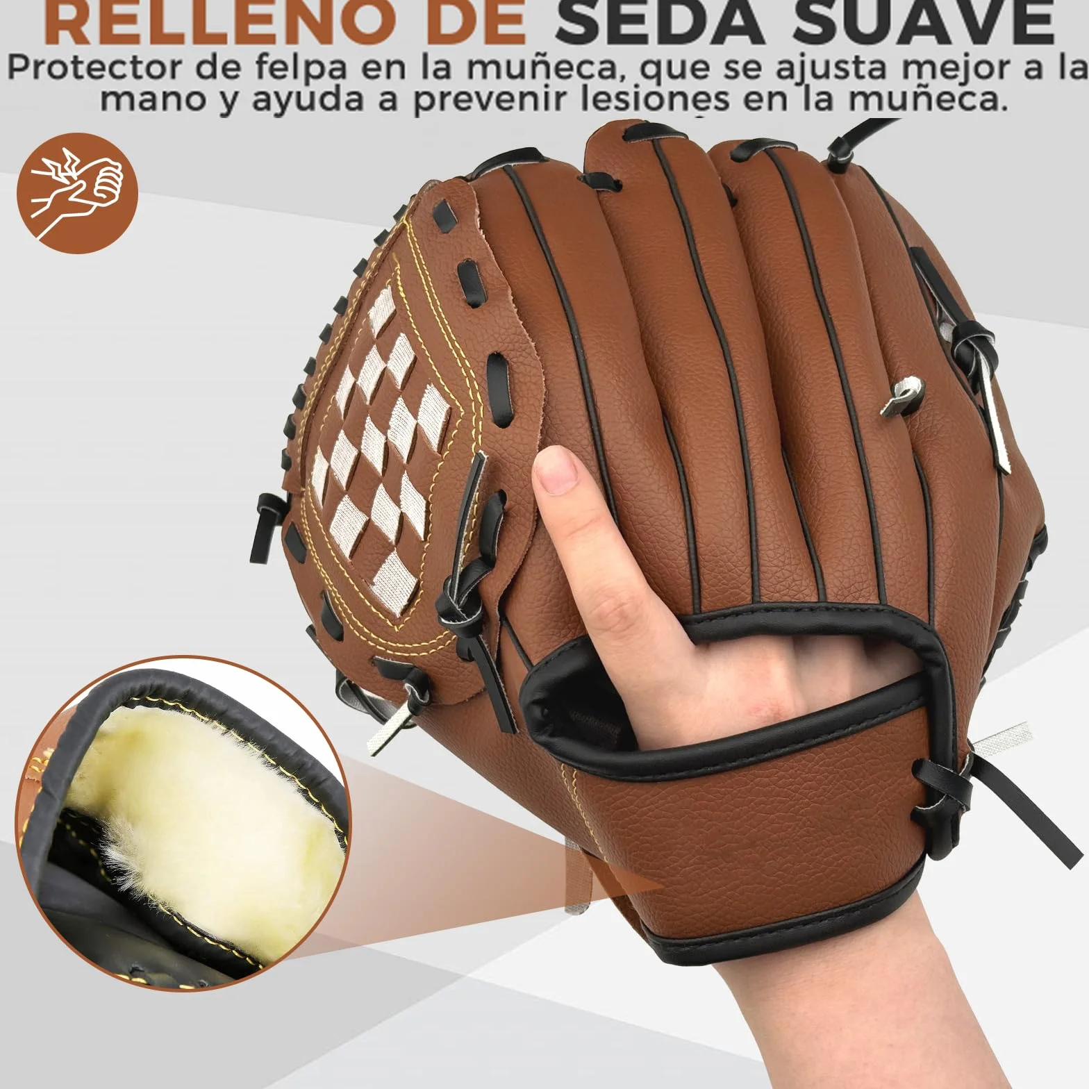 Guante de Béisbol LeapBeast Mano Derecha PU Suave con Pelota Softball