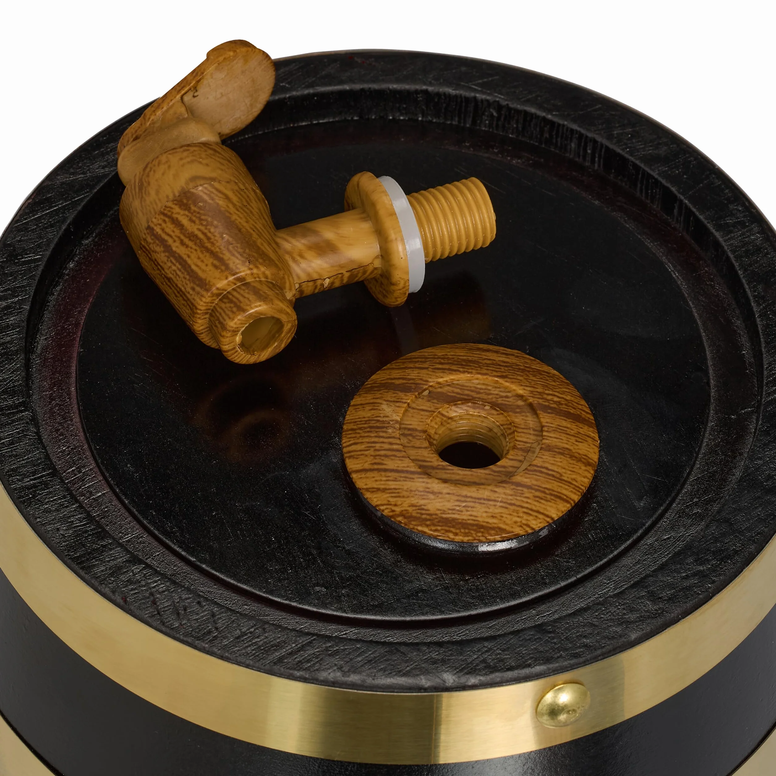 Relaxdays Barril de Madera, con Grifo y Base, Barrica 1,25 L, Dispensador de Whisky, Vino, Sidra, Licores, Rojo/Negro