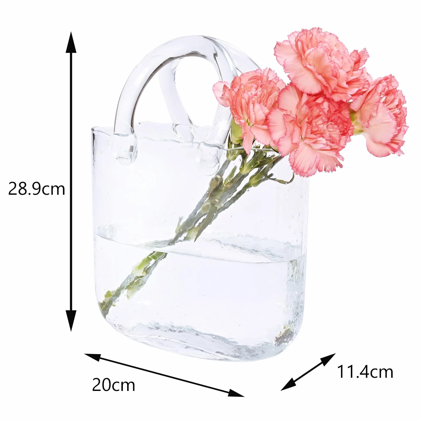 Yorkmills Jarrón de vidrio para flores, jarrón transparente para centros de mesa, jarrón de bolso de mano, jarrón de vidrio grande para flores, centros de mesa para comedor, jarrón de flores pequeño