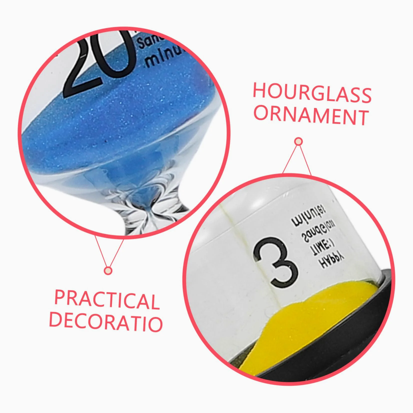 Toddmomy 6 Relojes de Arena de 3 Minutos, Vidrio y Abs, Diseño Clásico, Decoración Delicada para Escritorio y Aula de Yoga