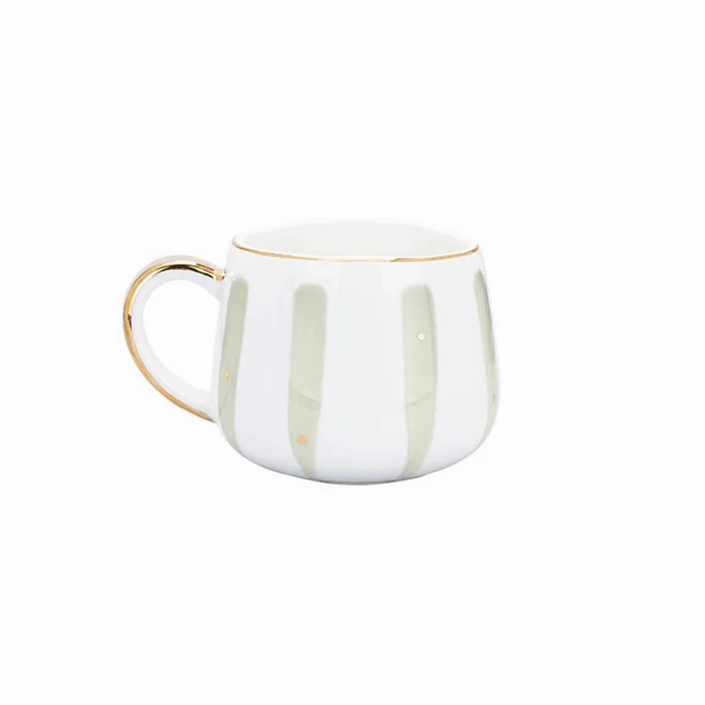 Generic Tazas de Cafés Tazas de Café de 13,4 Onzas, Tazas de Porcelana Pintadas a Mano de Colores - Restaurantes Cerámicos Tazas de Café, Té Y Jugo/Verde/B