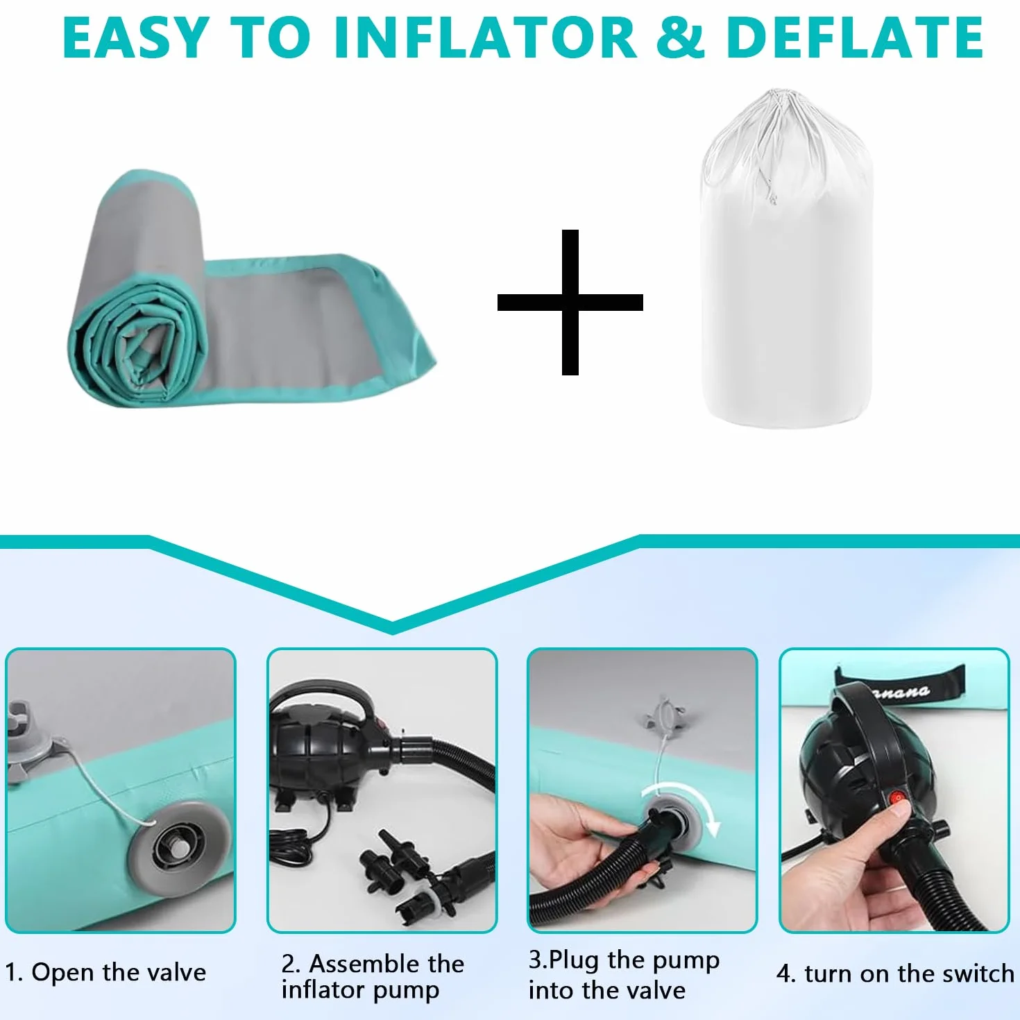 Airtrack Colchoneta Hinchable 100 cm con Bomba de Aire, Esterilla de Gimnasia y Yoga
