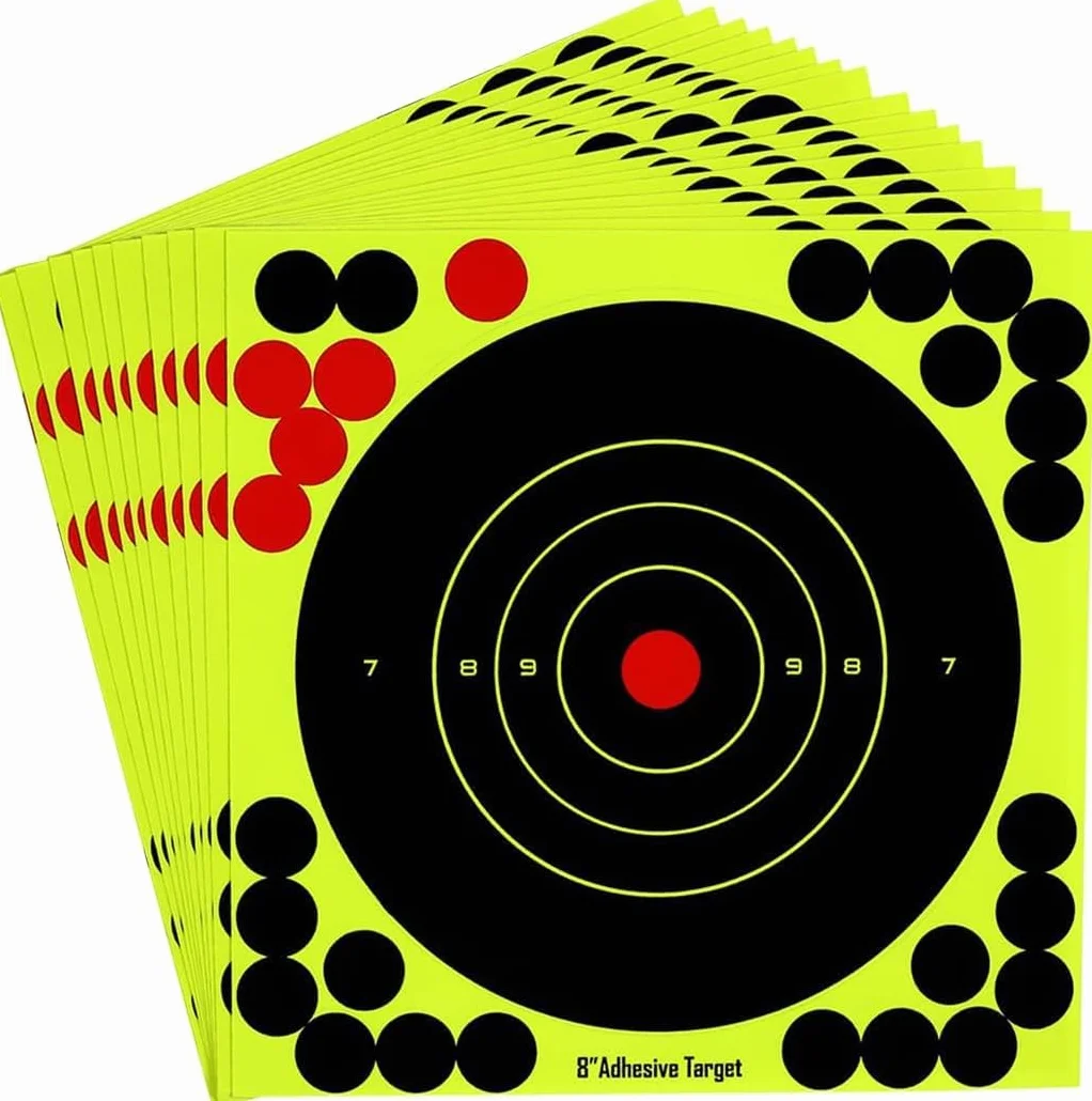 Dianas Adhesivas Reactivas para Tiro Efecto Splatter Amarillo Fluor 20,3 cm Alta Visibilidad Entrenamiento Precisión Aire Comprimido Airsoft