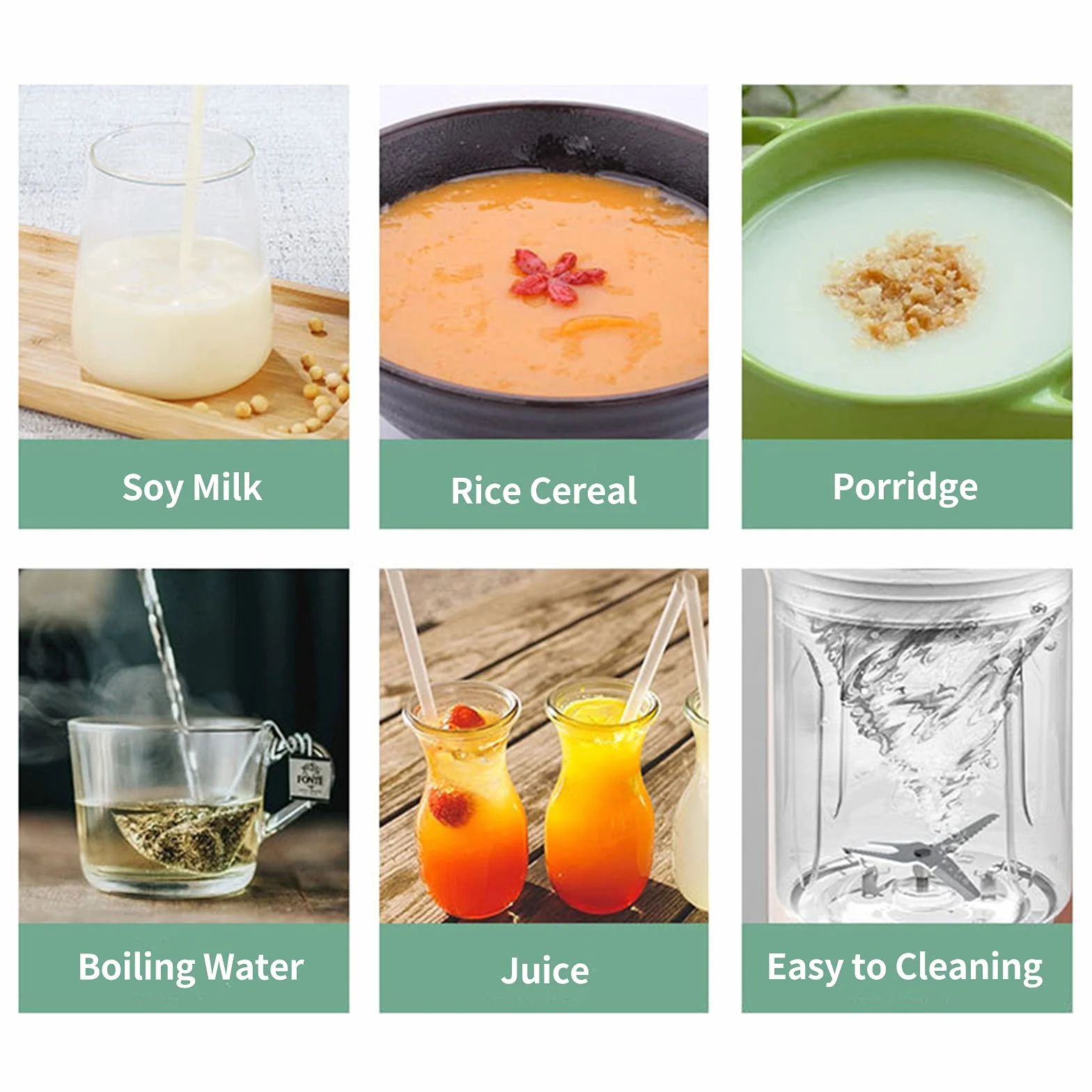 Andoer 350ml Máquina de Leche de Soja Multifunción Máquina de Leche de Soja con Acero Inoxidable y Cuchilla Mezclador de Cocina Múltiple para Arroz Cereales Agua Hirviendo Alimentos para Bebés