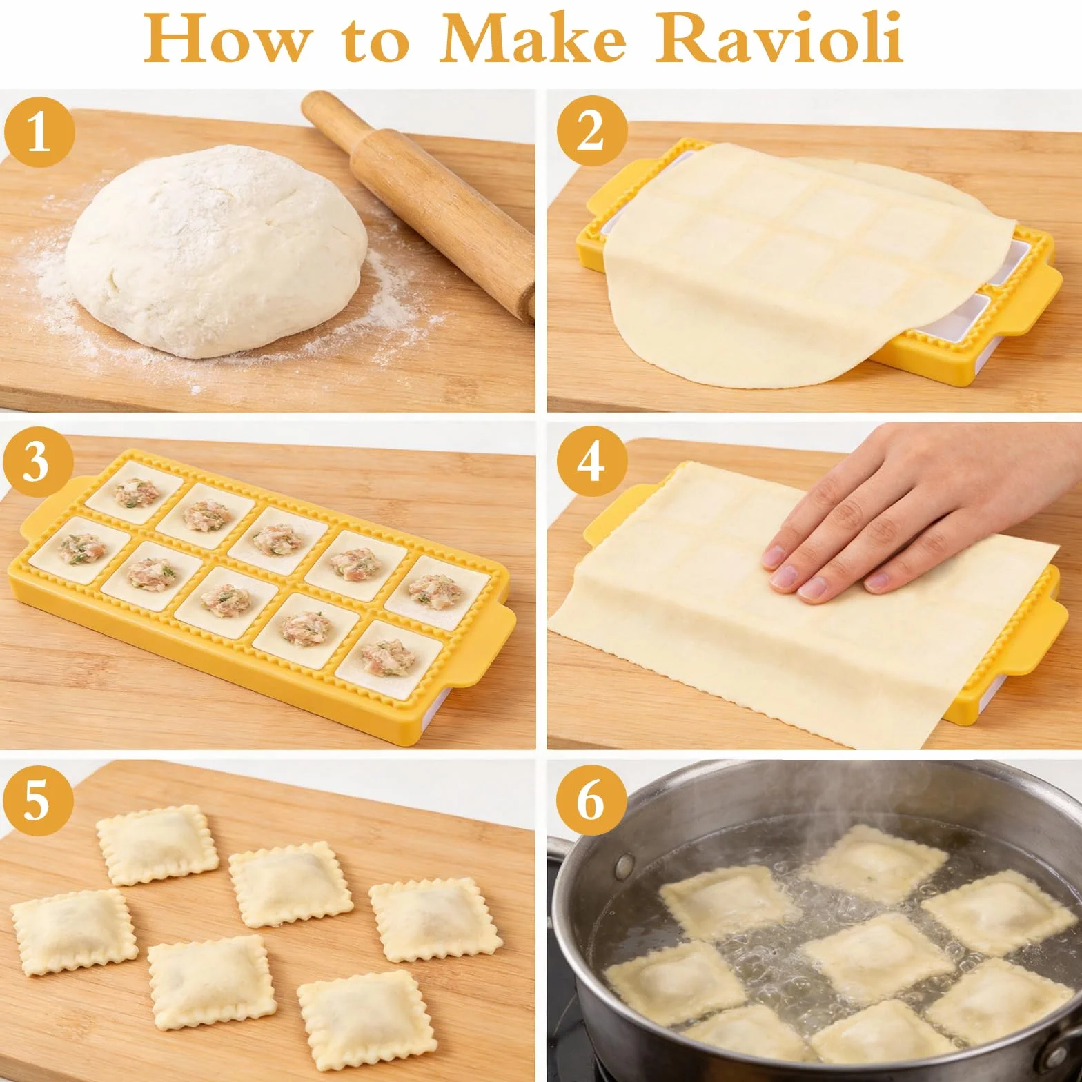 2 Piezas Molde de Plástico para Raviolis, Molde para Raviolis Redondos y Cuadrados, Molde de Raviolis Cuadrados, Moldes para Raiolis Molde de Tono Redondo para Pasta de Molde y Pasta a Presión