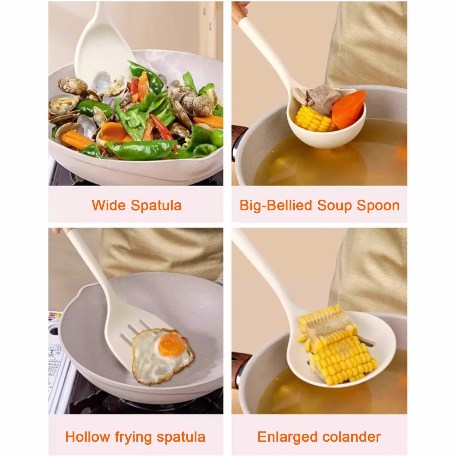 Set Espátulas Cocina silicona alimentaria antiadherente | Utensilios Cocina Para Hornear Freír Servir Preparar Alimentos Cuencos Accesorios Menaje Gadgets Cocina Aire Libre