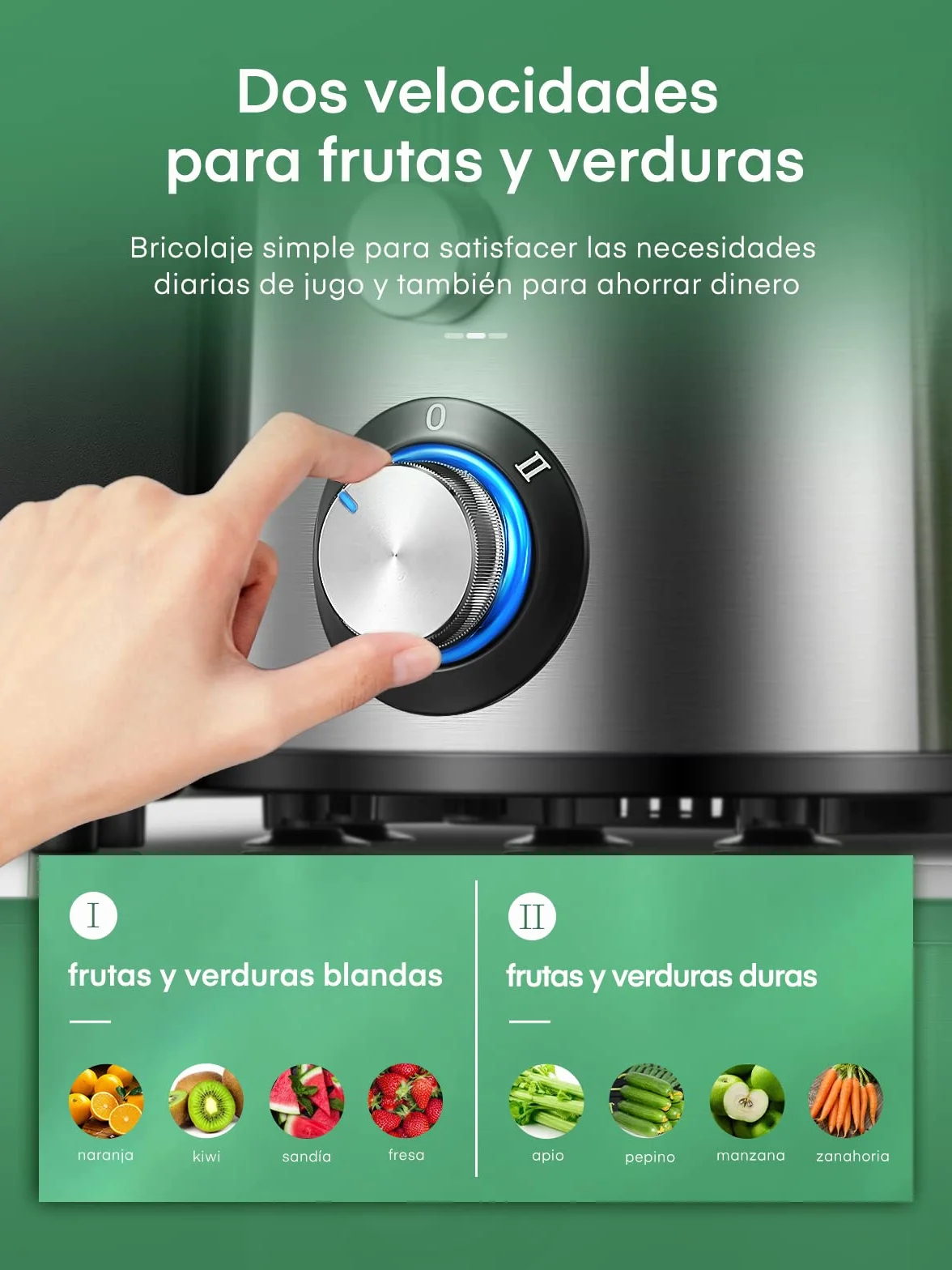 Juilist Licuadora para Verduras y Frutas,Acero Inoxidable, Extractor de Zumos y Verduras, Fácil Limpieza Con 65MM de Boca Ancha y 2 Velocidades, Extractor de Jugos Antideslizante, Antigoteo, 600W