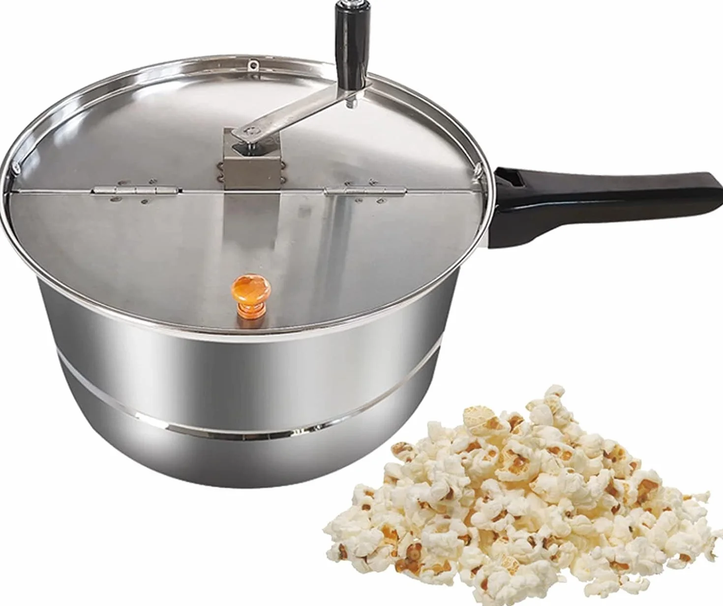 Máquina de Palomitas de maíz, Estufa de Gas de Acero Inoxidable, Olla de Palomitas de maíz Comercial, máquina Manual Antiadherente para Hacer Palomitas de maíz