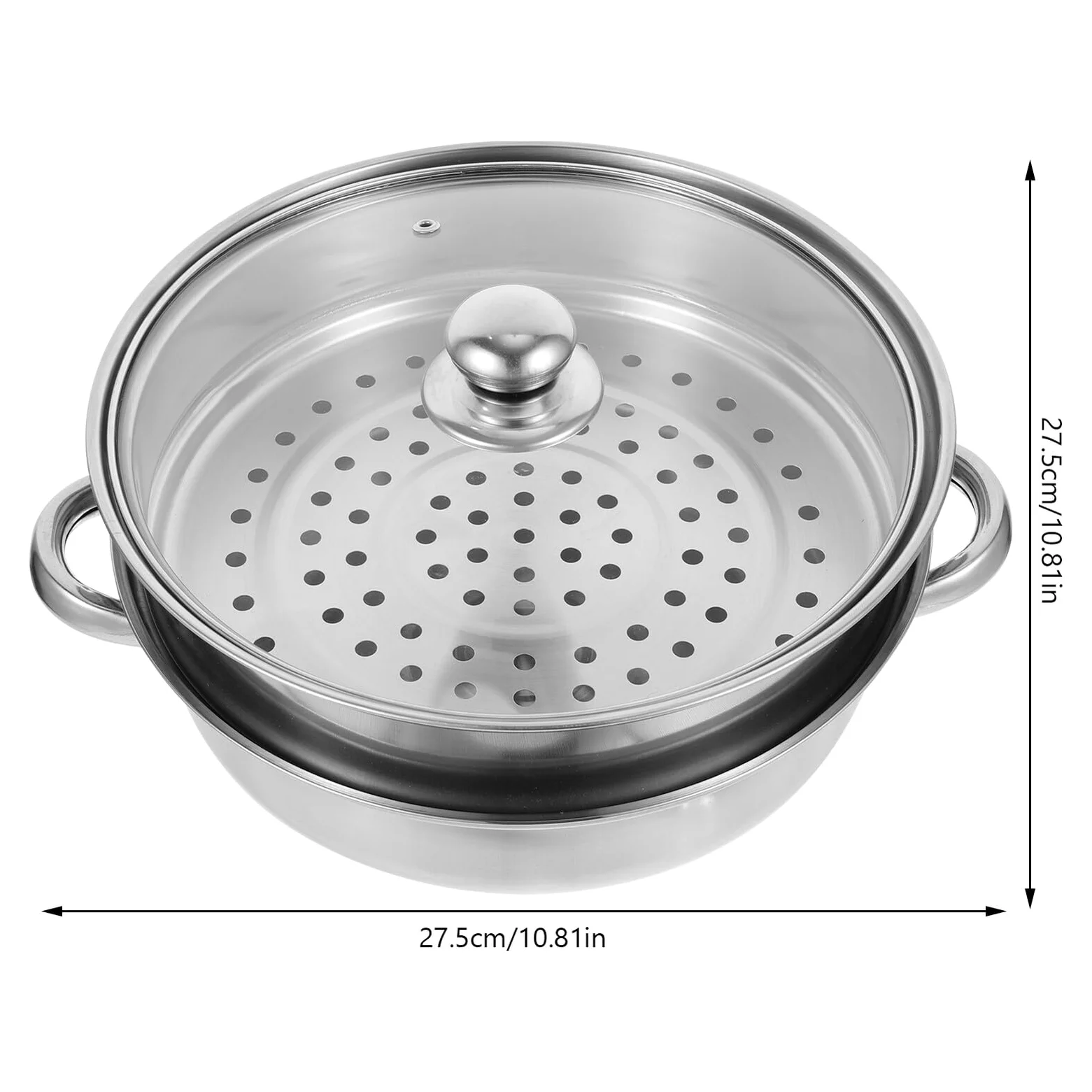 Olla Vaporera de Acero Inoxidable Doble Capa para Cocina Diseño de Asa, Cocedor de Verduras al Vapor Multifunción Adecuado para Uso en Cocina