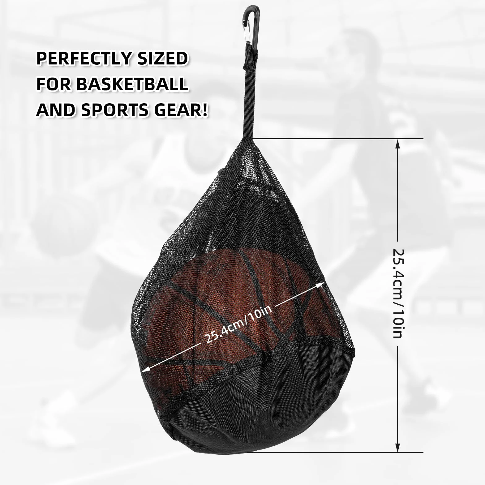 Bolsa Baloncesto 16L con Red Plegable - Bolsa Cremallera Mosquetón para Baloncesto Fútbol