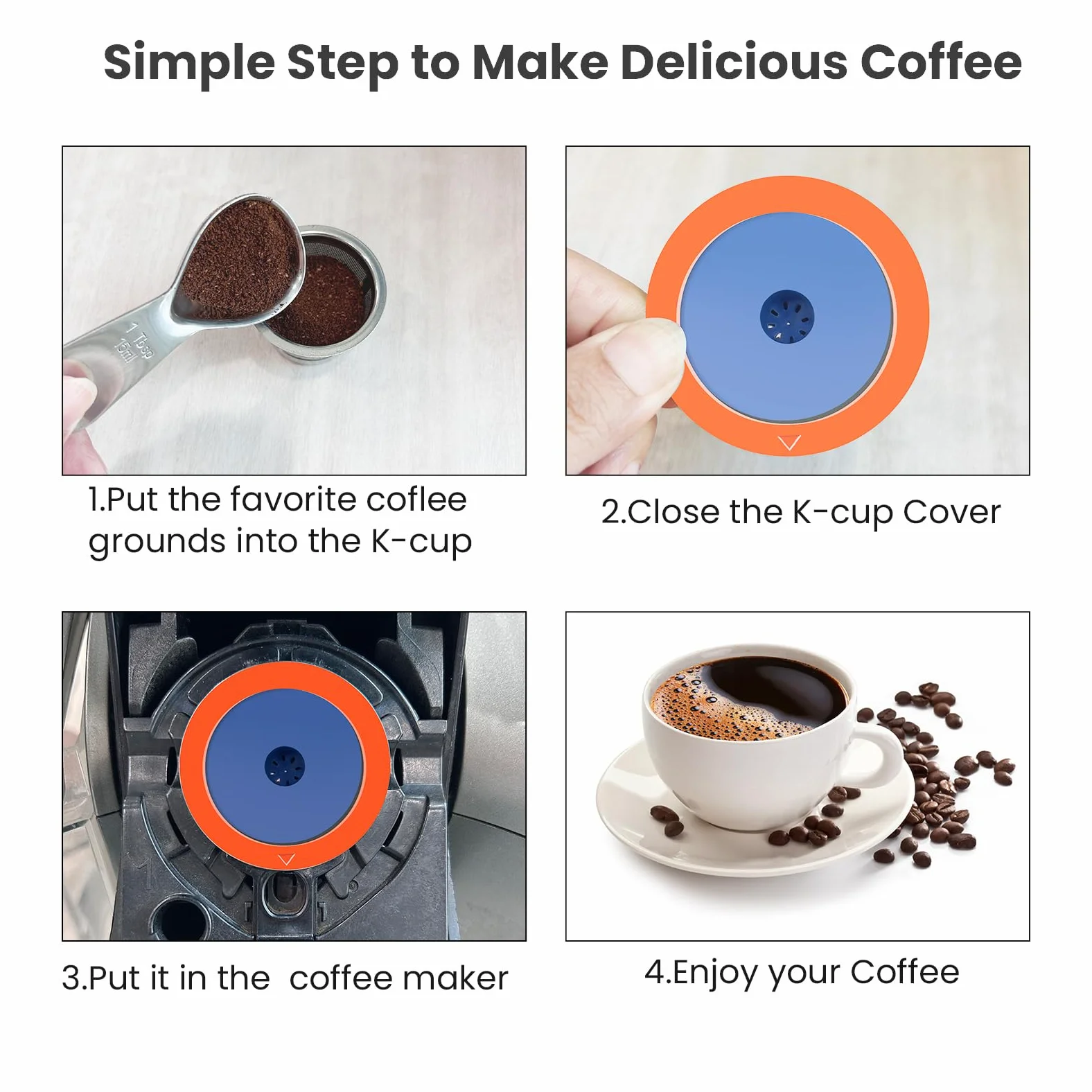 Tazas K reutilizables de acero inoxidable para Keuring 2.0 y 1.0, cápsulas de café reutilizables para cafetera, paquete de 2 tazas K reutilizables con 1 cuchara de café, filtros de café permanentes