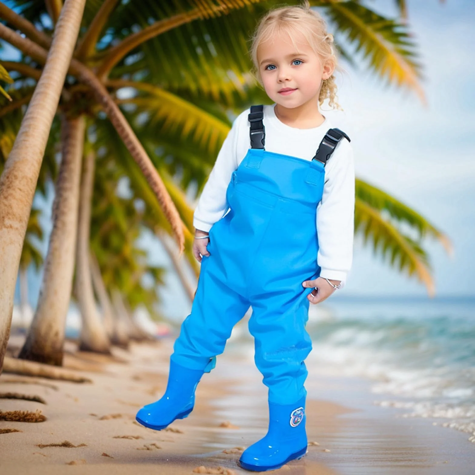 Generisch Mono impermeable para niños y niñas, pantalones de vadeo de pesca con botas Eva para mujer