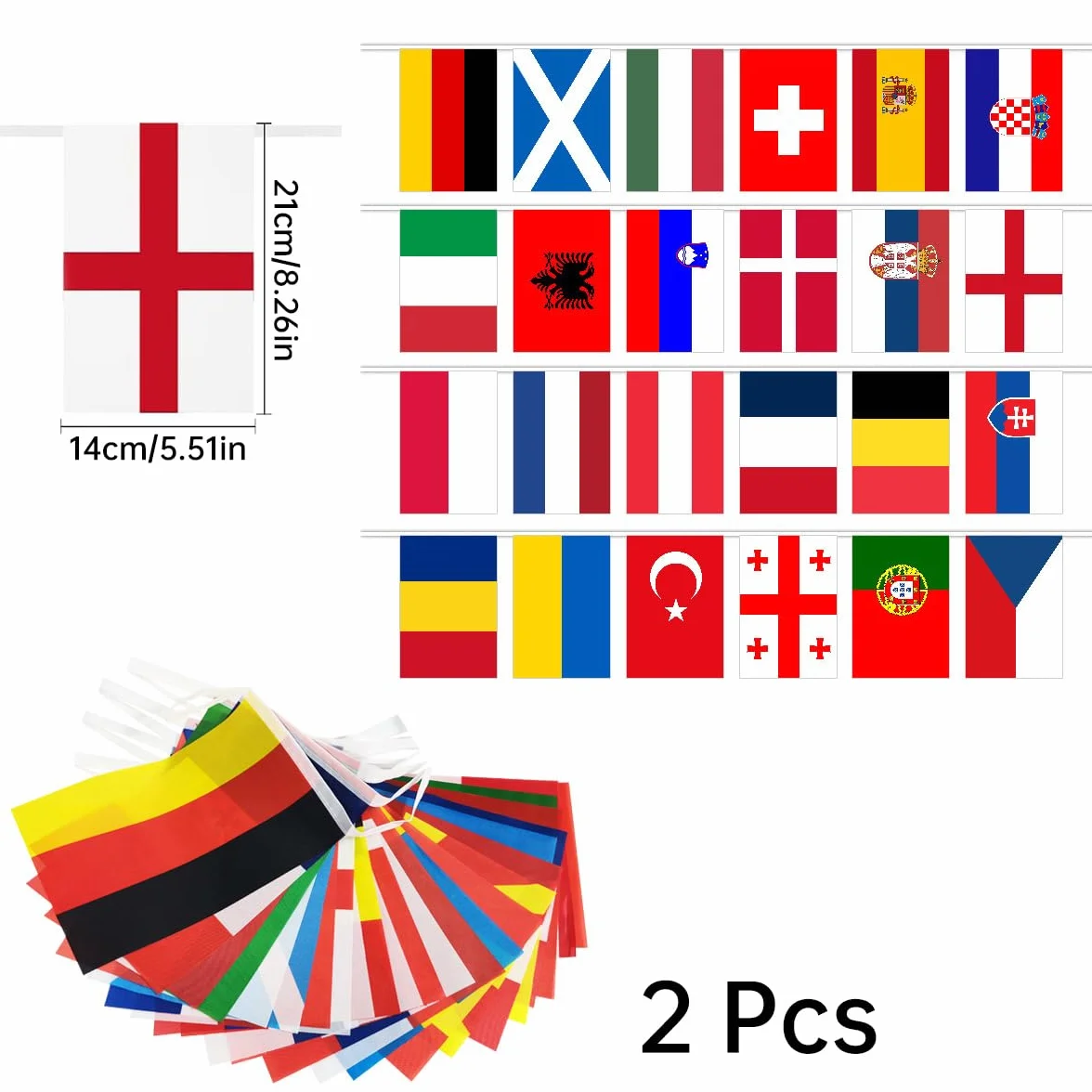 Bandera de Fútbol Europeo Banderines 24 Países Decoración