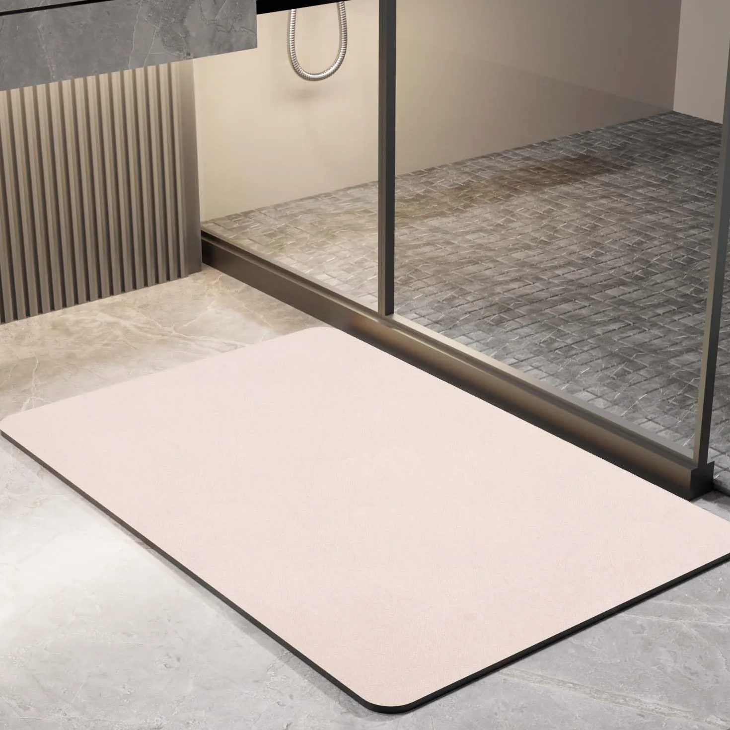 Alfombrilla de Baño Absorbente 60x120cm,Alfombra Diatomita Baño Antideslizante,para Bañera,Ducha,Beige