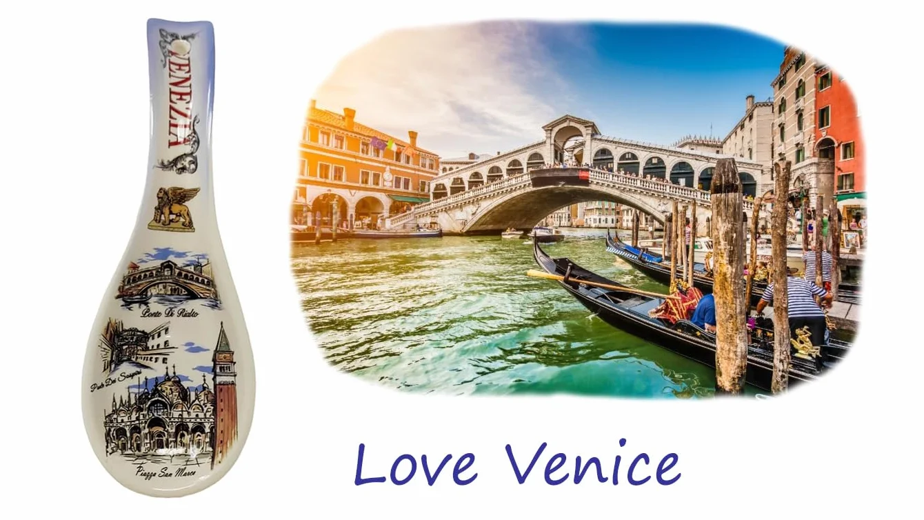 Venezia Souvenir - Reposacucharas de cerámica - 26,5 x 9 x 3 cm