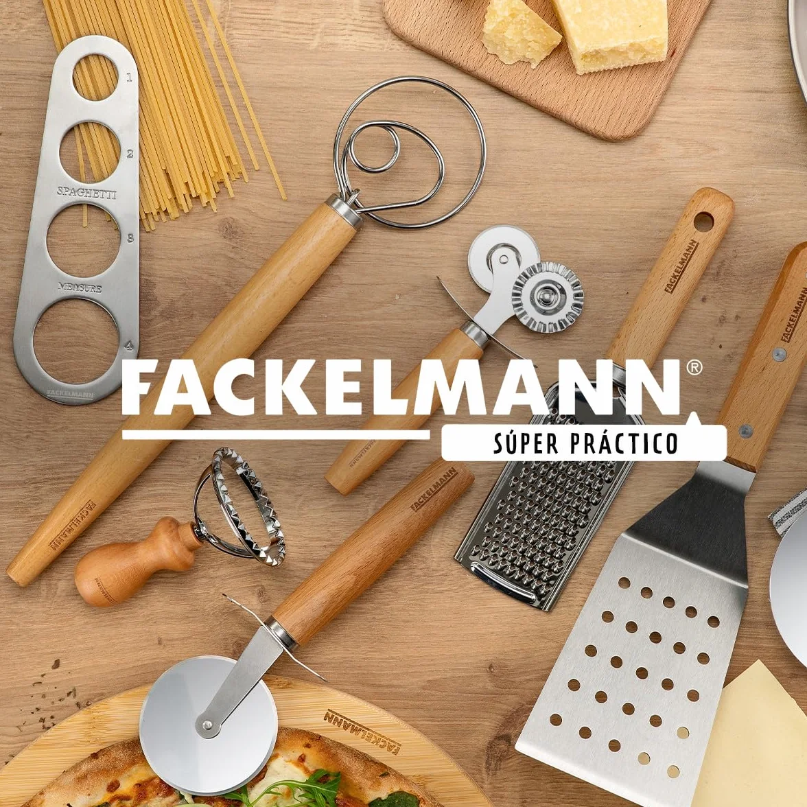 Fackelmann Batidor de masa para pasta, focaccia y masa, batidor para masas aireadas, batidor danés con mango ergonómico de madera de haya, color plata/marrón