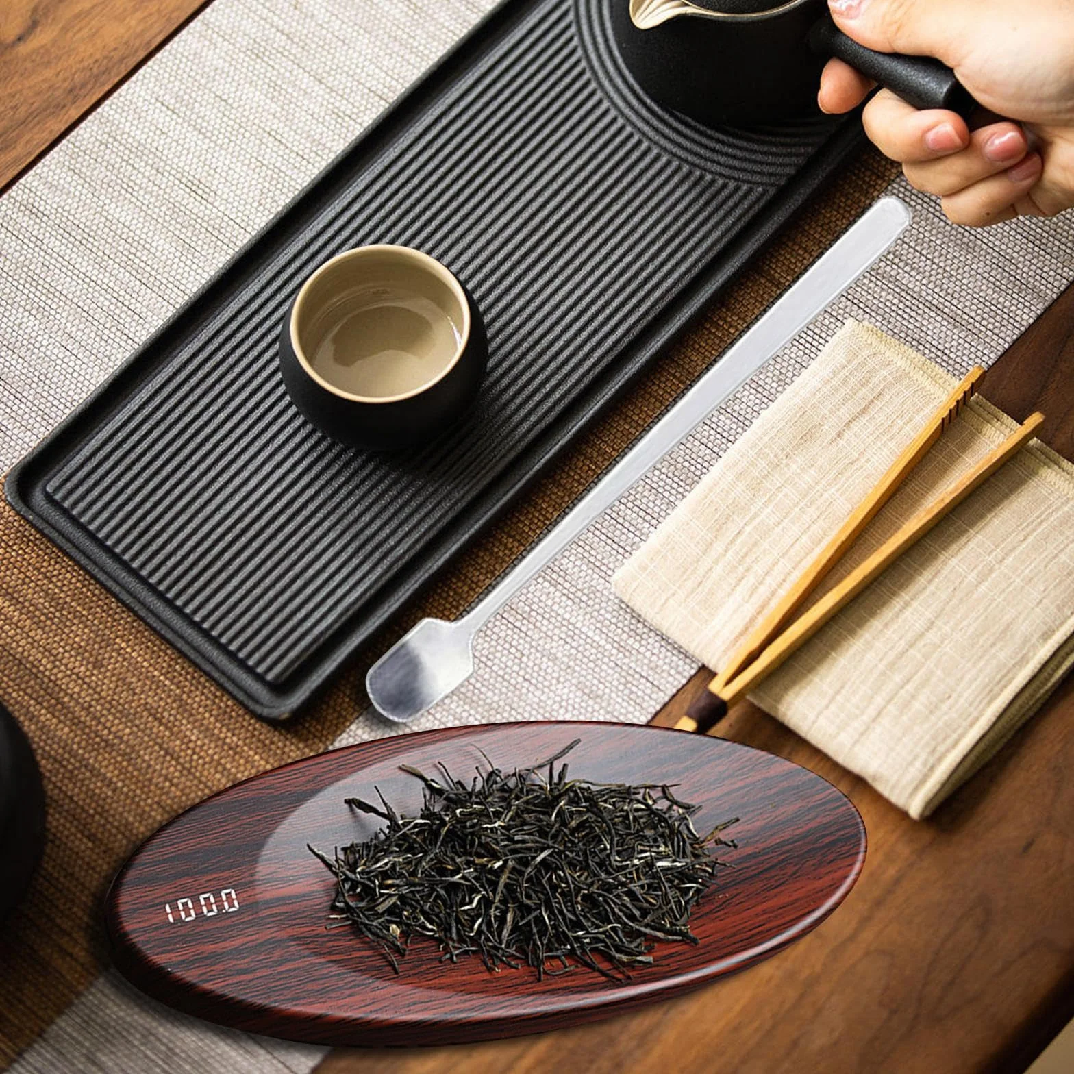 rockible Mini Báscula de 200g, Báscula de Hojas de Té, Báscula de Cocina, Báscula de Café para Té, Color Madera