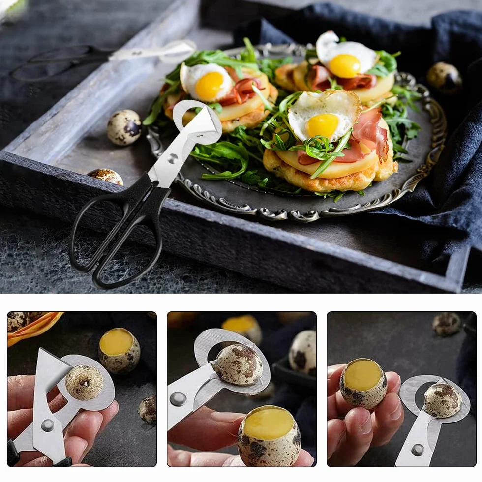 Tijeras Huevos Codorniz, Tijeras de Corte de Cáscara de Huevo de Acero Inoxidable, Utensilios de Cocina Abridor para Hogar Codorniz Huevos Tijeras Huevo Cortador