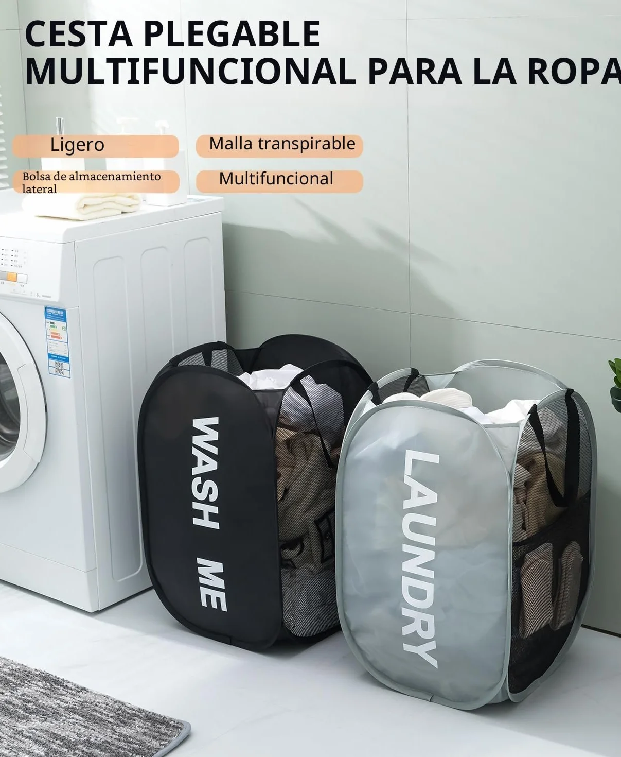 Cesto Ropa Plegable,Cesta Ropa Sucia,Cesta Ropa Limpia para Baño,Dormitorio,Lavandería,Hotel y Viajes,Negro