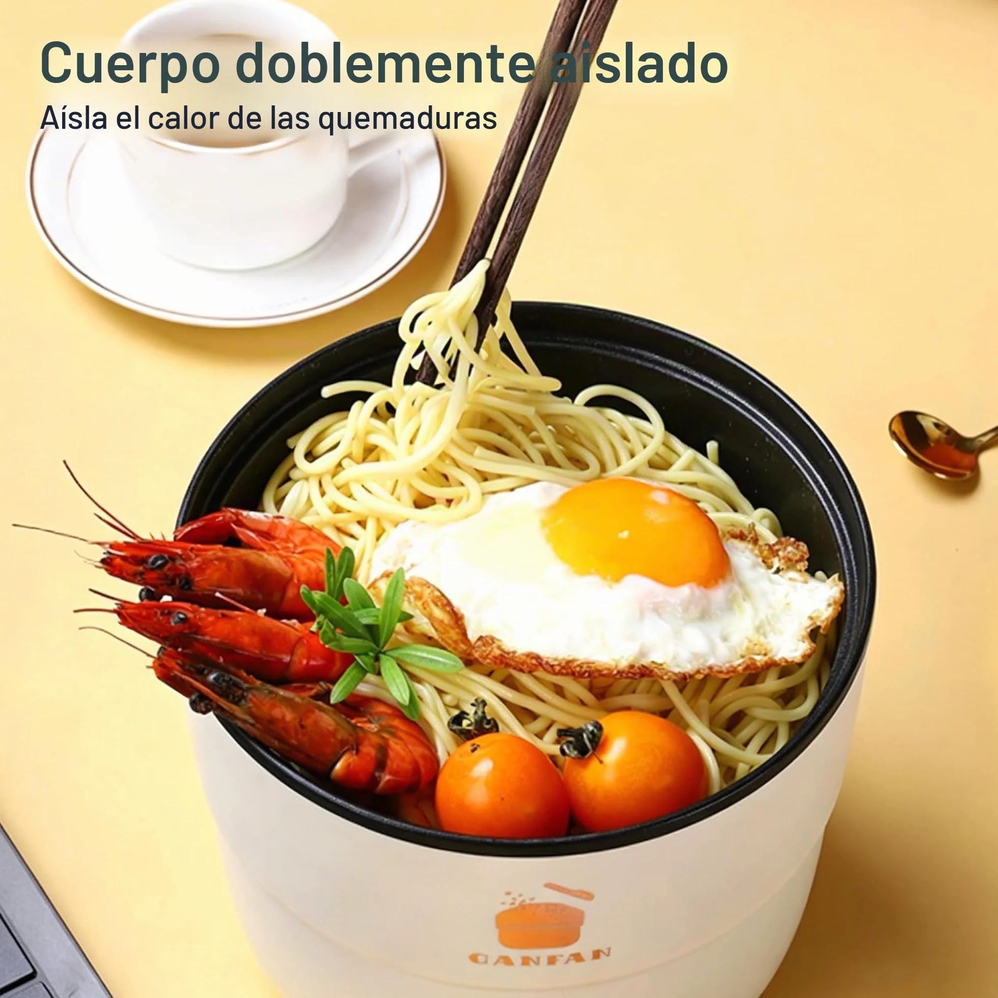 Olla arrocera eléctrica, olla eléctrica multiusos anti-combustión de 1,8 litros para sopa de fideos para cocinar más saludable (enchufe de la UE)