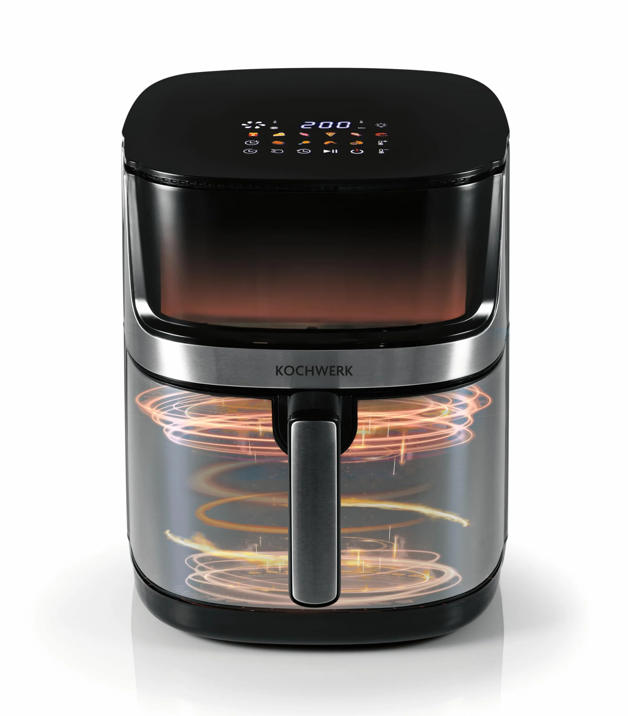 Rachs KOCHWERK Freidora de aire caliente 7.5L | Airfryer digital con pantalla táctil y función de temporizador | 10 programas | Freír alimentos sin aceite | Con revestimiento antiadherente | 2200W