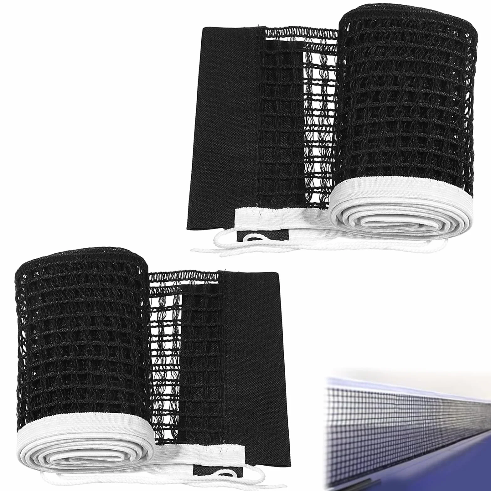 Red de Tenis de Mesa de Reemplazo 180cm Plegable Impermeable Poliéster Negro 2 Piezas