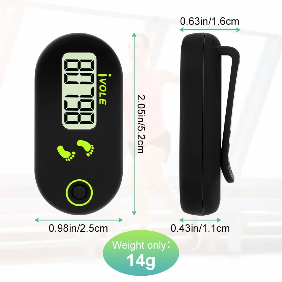 Flintronic Podómetro de Pantalla Mini 3D para Caminar, Deportivo Portátil con Cordón de Clip
