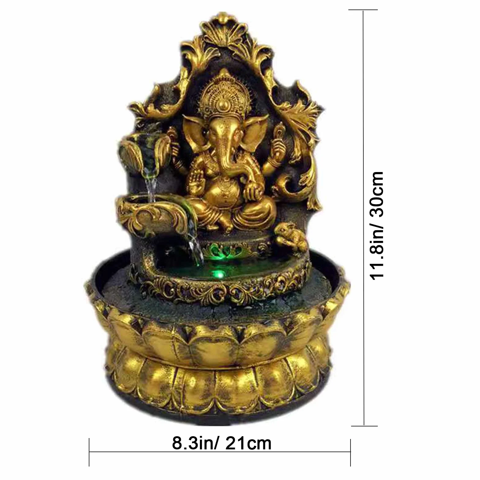 Ganesha - Fuente de agua para interiores, estatua de Buda de elefante, fuente zen para decoración del hogar, oficina, dormitorio, escritorio (estilo 1)