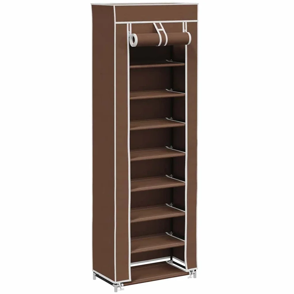 Armario para zapatos (8 capas, tejido no tejido marrón, 57 x 29 x 162 cm, ahorra espacio, apilable para pasillo, dormitorio, pasillo, pasillo, almacenamiento cerrado para hasta 20 pares de