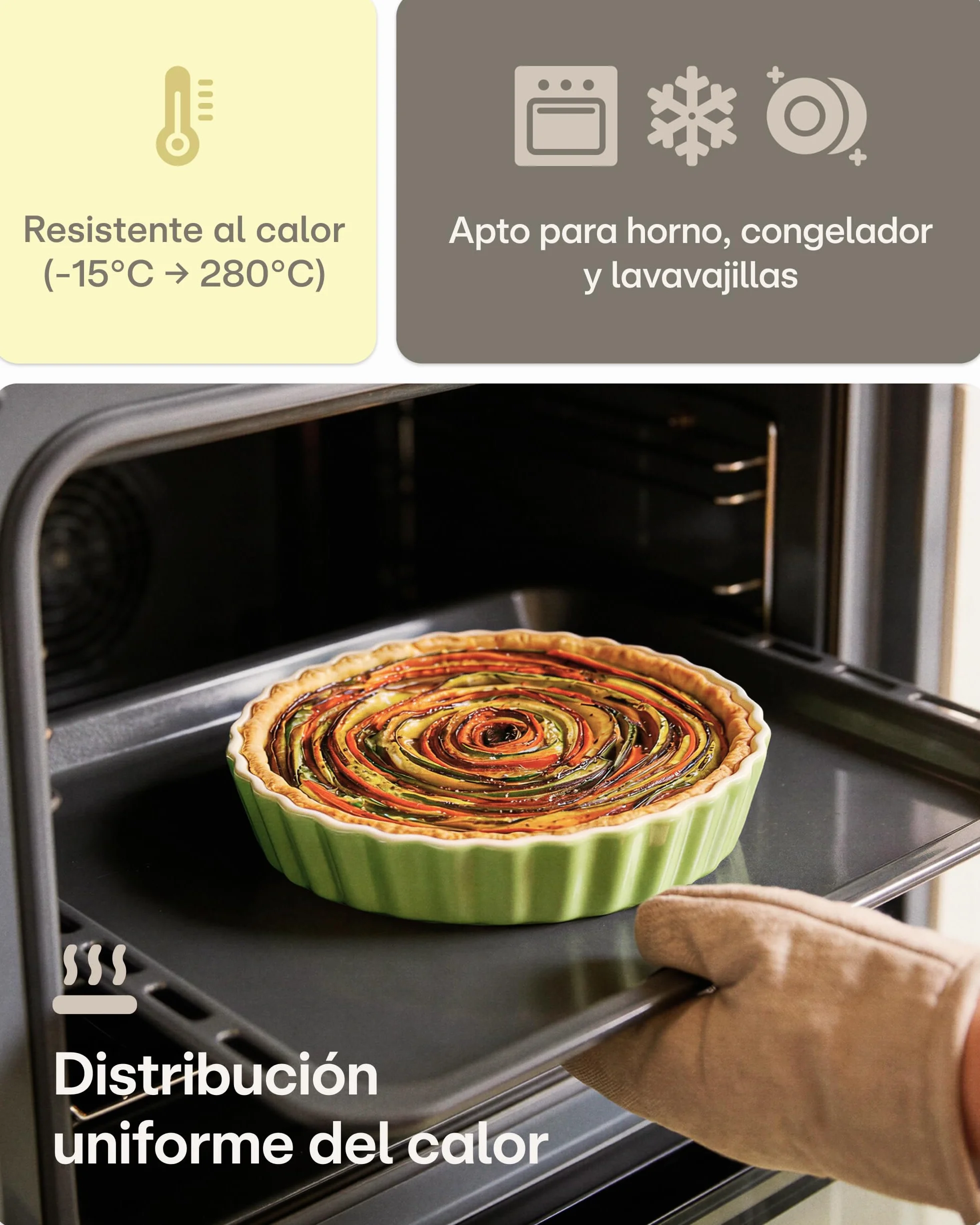 Praknu Molde de Cerámica para Tarta - ø 28 cm - Con Revestimiento Antiadherente - Resistente a Cortes y Rayones - Fácil de Limpiar