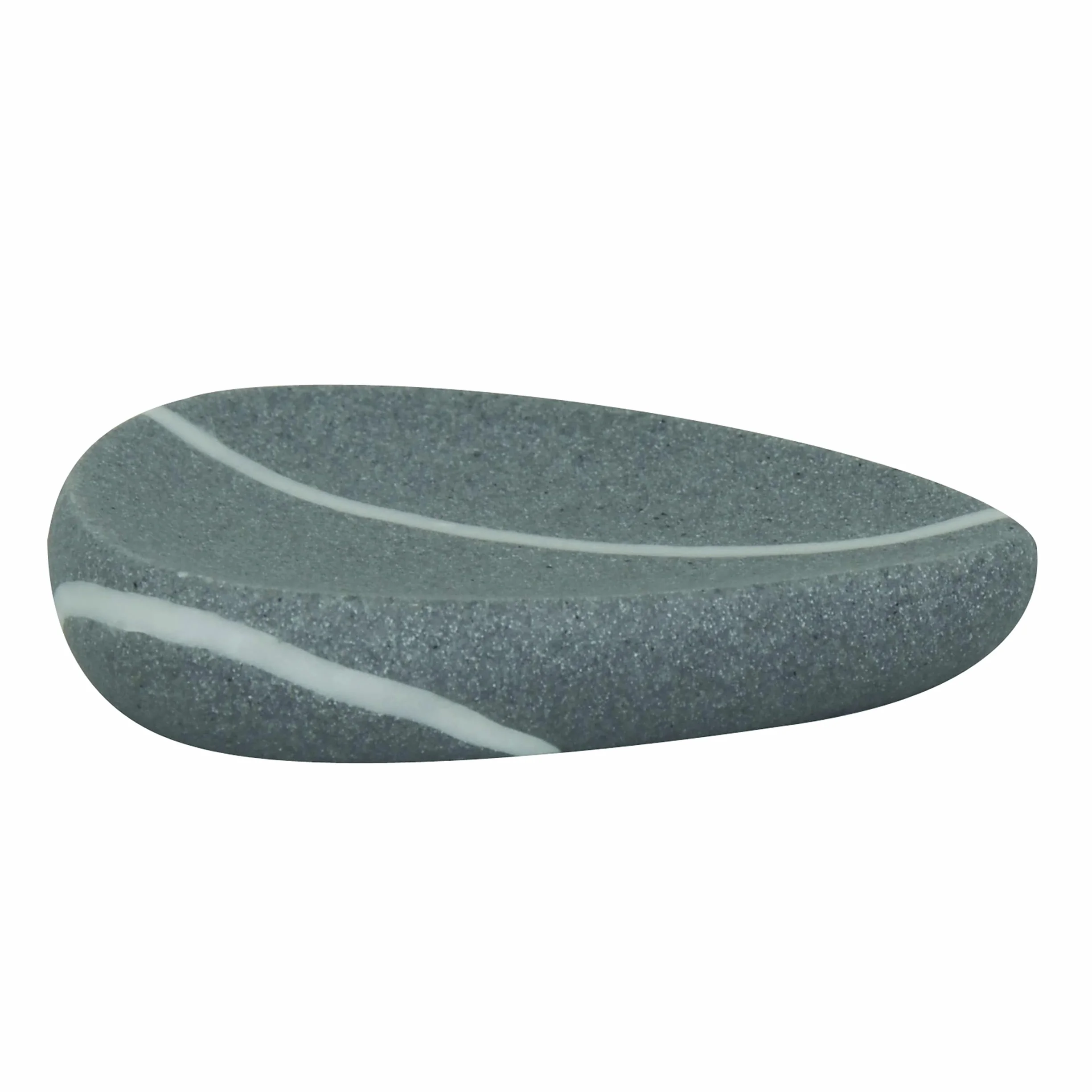 MSV Set de 3 Accesorios de baño de poliresina, dispensador de jabón, jabonera, Vaso para cepillos de Dientes, Gris Piedra Zen